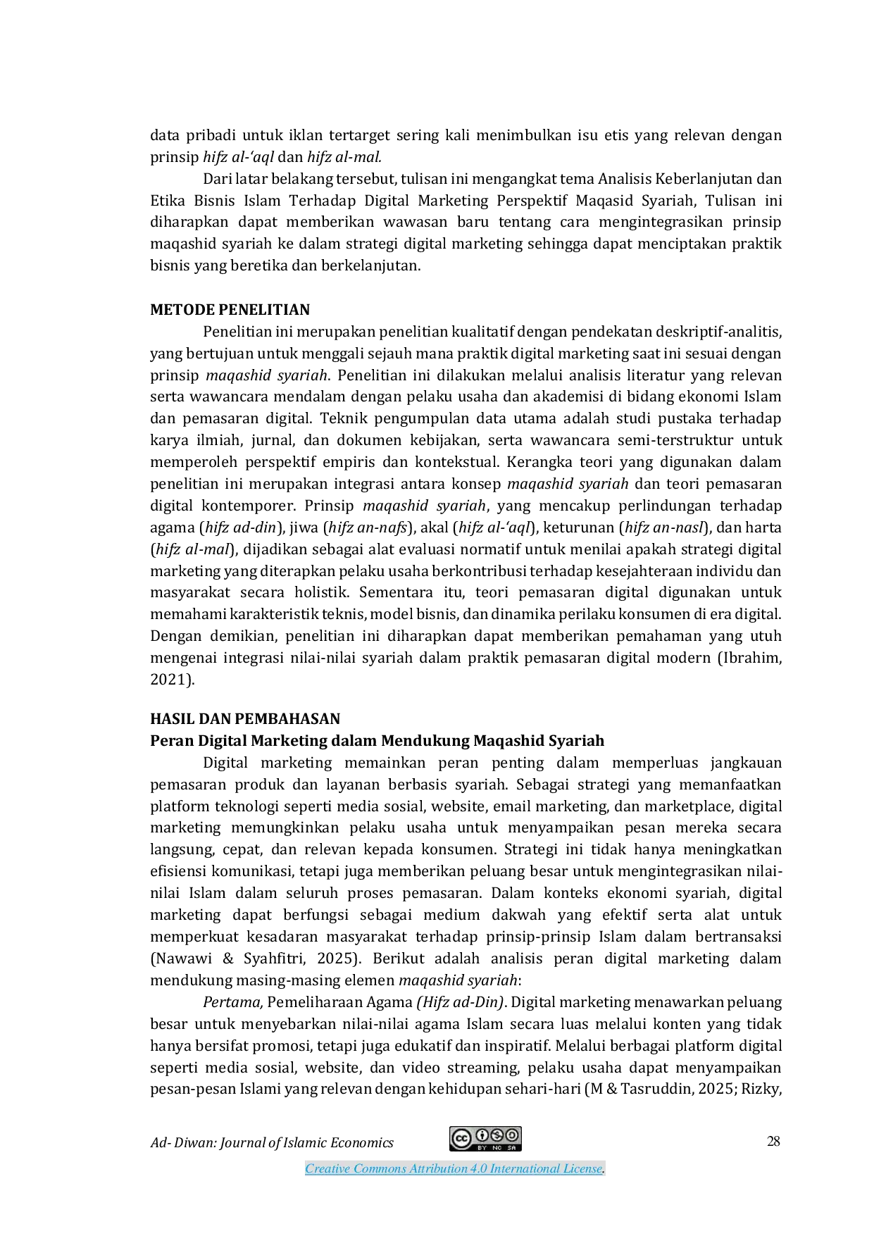JURIS Analisis Keberlanjutan dan Etika Bisnis Islam Terhadap Digital Marketing Perspektif Maqasid Syariah