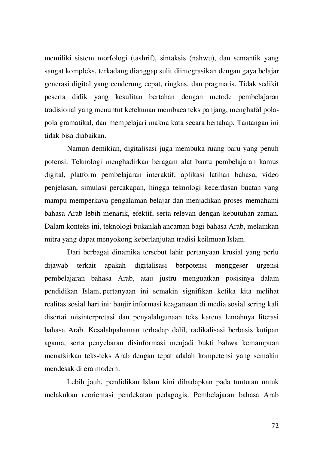 JURIS Urgensi Bahasa Arab dalam Pendidikan Islam di Era Digital