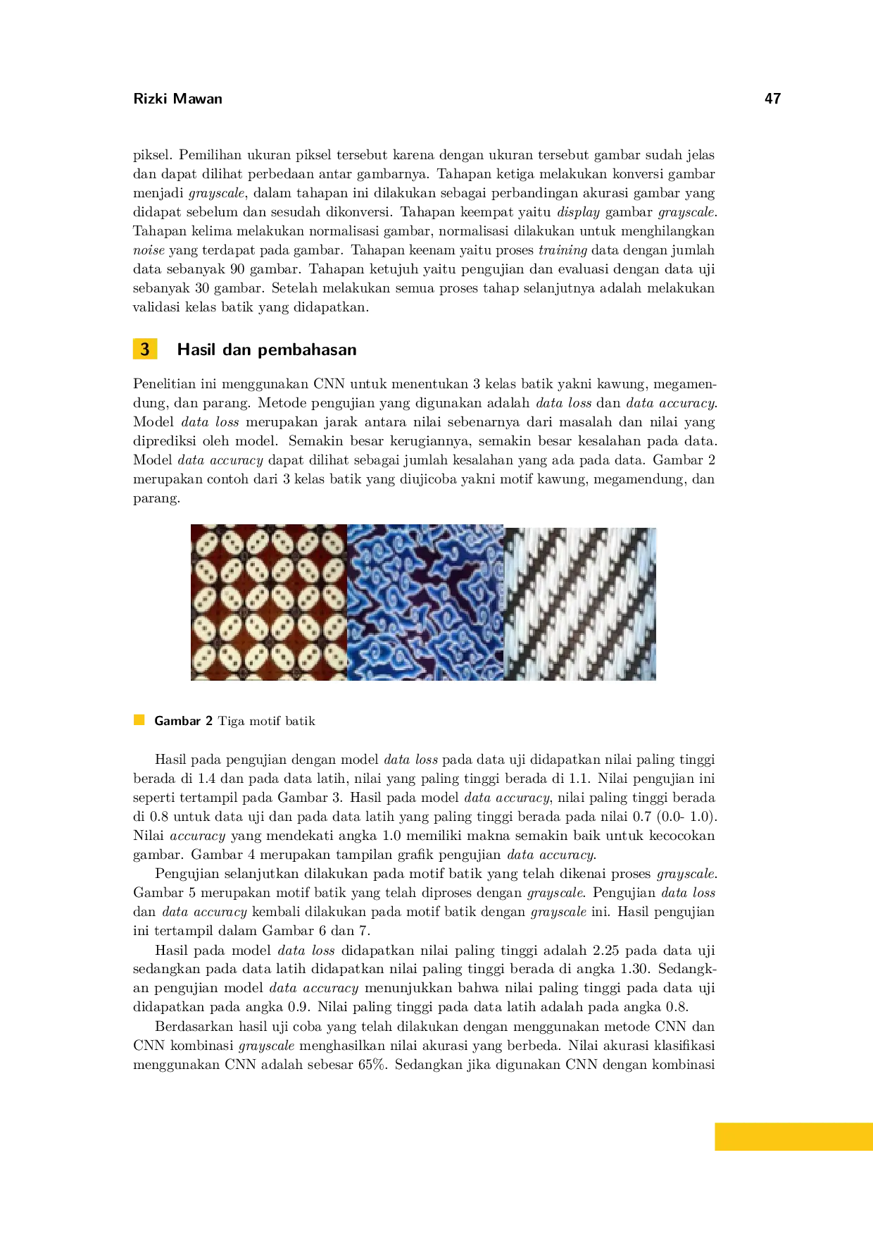 JURIS Klasifikasi motif batik menggunakan Convolutional Neural Network