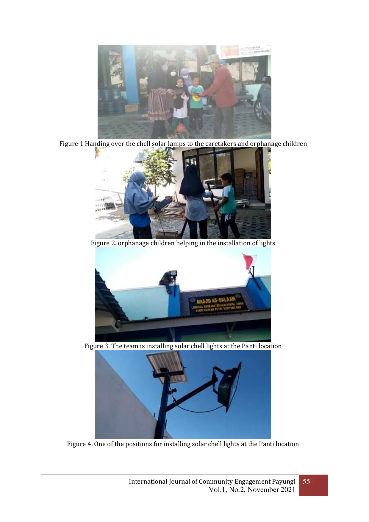 JURIS The Assembly and Installation of Solar Powered Public Street Lights PJU at Panti Asuhan Putri Aisyiah Dau Malang