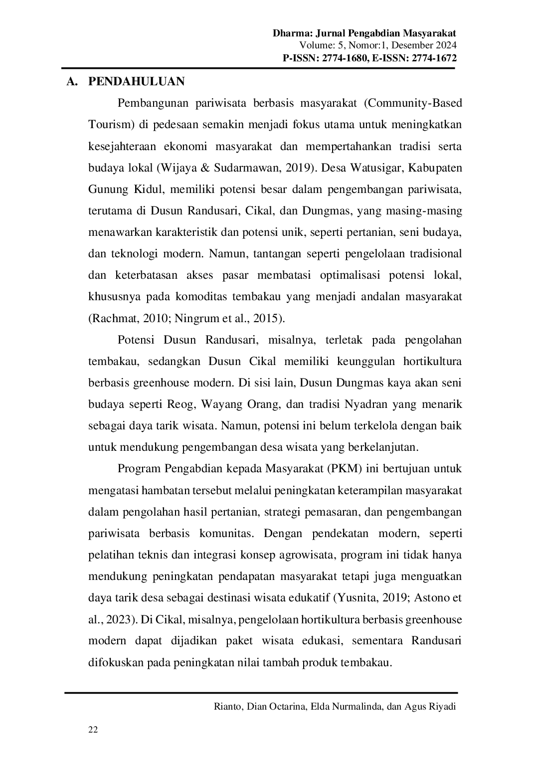 JURIS Pemberdayaan Masyarakat Melalui Pengembangan Keterampilan Penguatan Kelembagaan dan Peningkatan Partisipasi dalam Mempersiapkan Desa Wisata