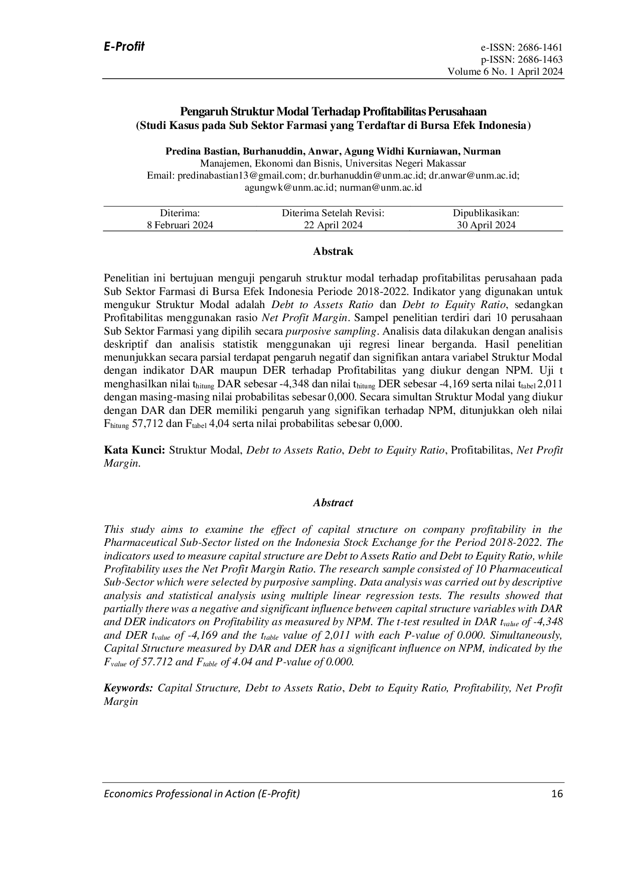 JURIS Pengaruh Struktur Modal Terhadap Profitabilitas Perusahaan