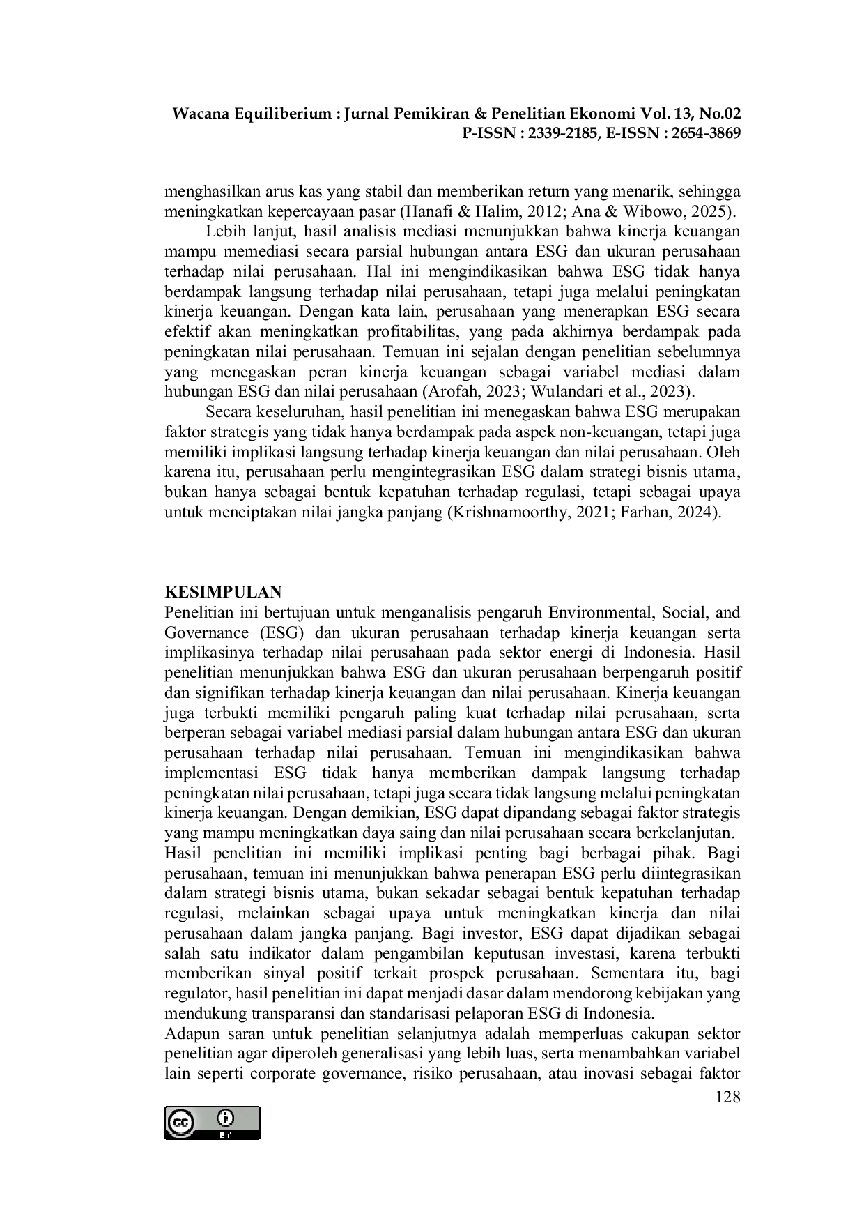 JURIS Pengaruh Environmental Social Governance ESG dan Firm Size Terhadap Kinerja Keuangan dan Nilai Perusahaan