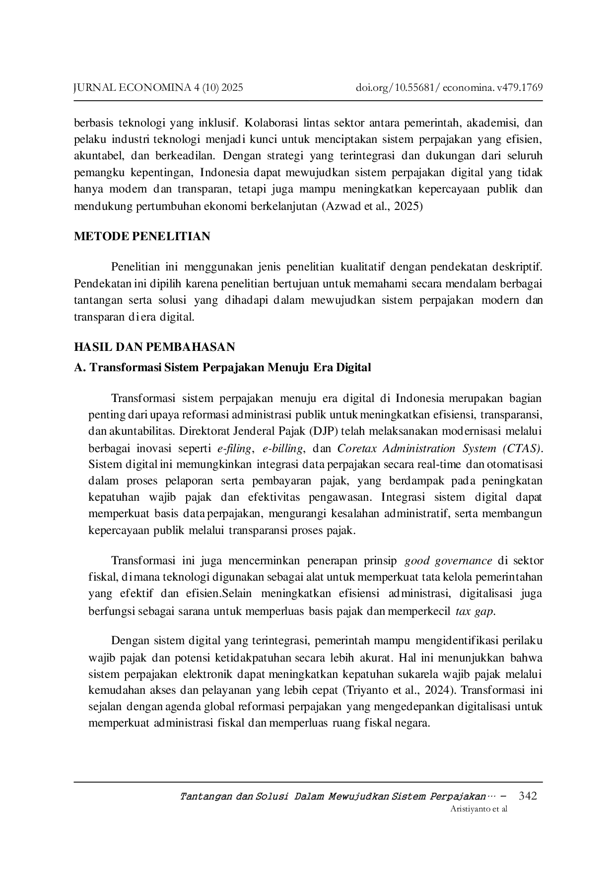 JURIS Tantangan dan Solusi Dalam Mewujudkan Sistem Perpajakan Modern dan Transparan di Era Digital