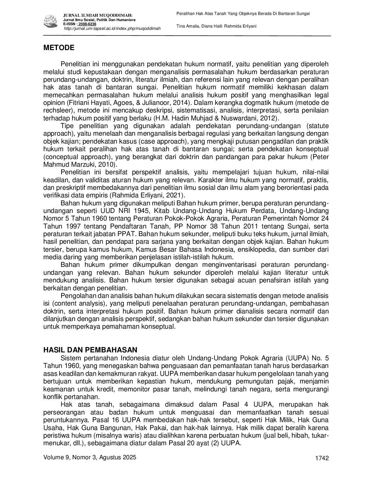 JURIS Peralihan Hak Atas Tanah Yang Objeknya Berada Di Bantaran Sungai