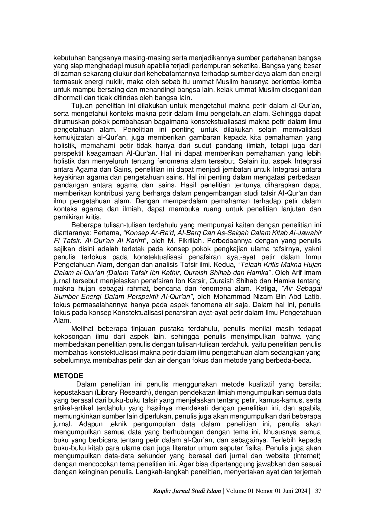JURIS PETIR MENURUT AL QUR AN DAN ILMU PENGETAHUAN ALAM ANALISIS PENAFSIRAN KATA AL RA DU AL BARQU DAN AL SHA IQAH Lightning According to The Qur an and Natural Science Analysis of The Interpretatio