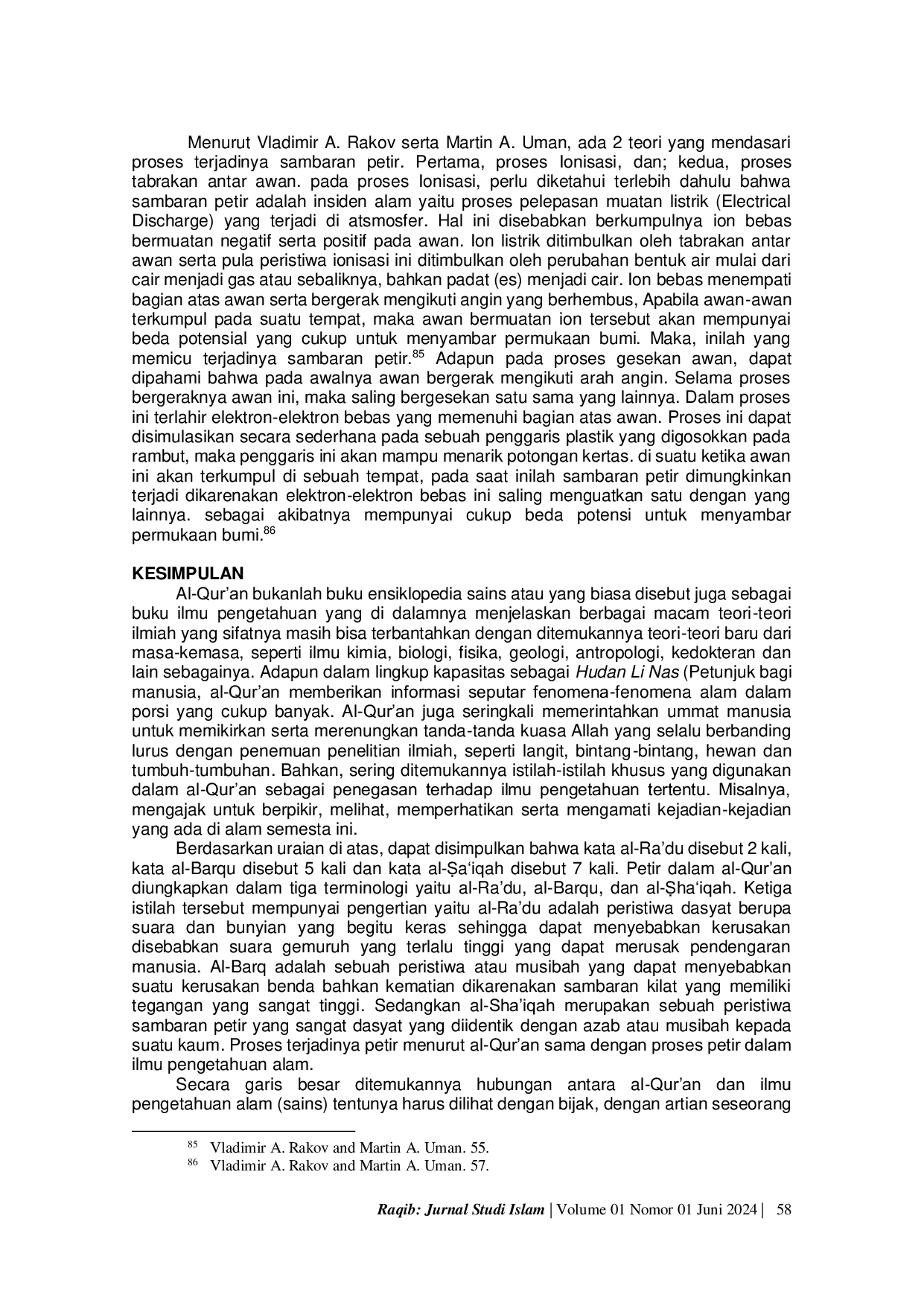 JURIS PETIR MENURUT AL QUR AN DAN ILMU PENGETAHUAN ALAM ANALISIS PENAFSIRAN KATA AL RA DU AL BARQU DAN AL SHA IQAH Lightning According to The Qur an and Natural Science Analysis of The Interpretatio