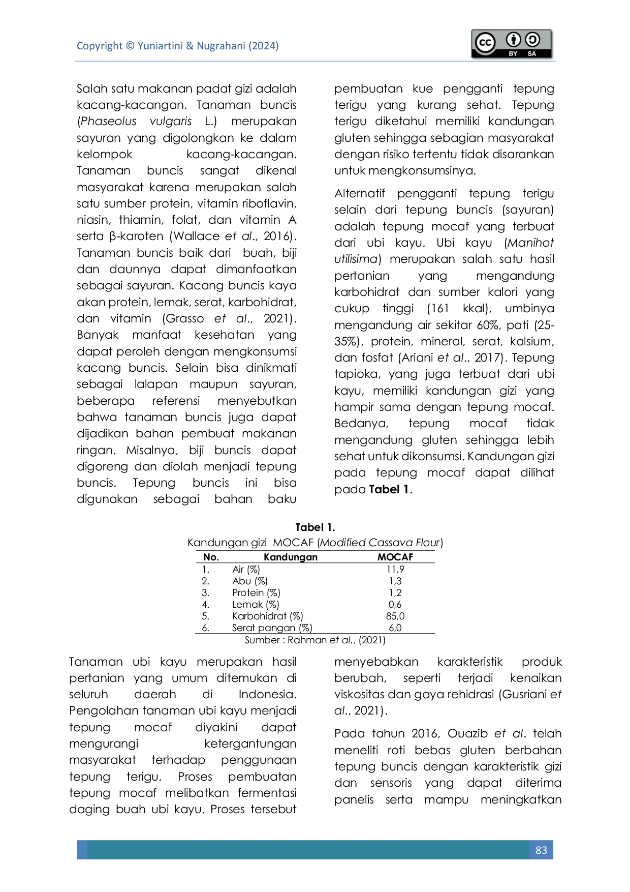JURIS Sensory quality of cookies made from chickpea flour Phaseolus vulgaris L and mocaf as non gluten snacks