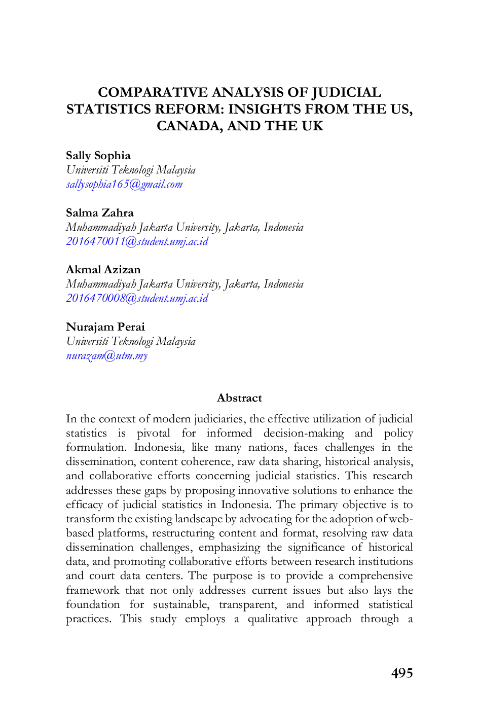 JURIS Comparative Analysis of Judicial Statistics Reform Insights From The US Canada and The UK