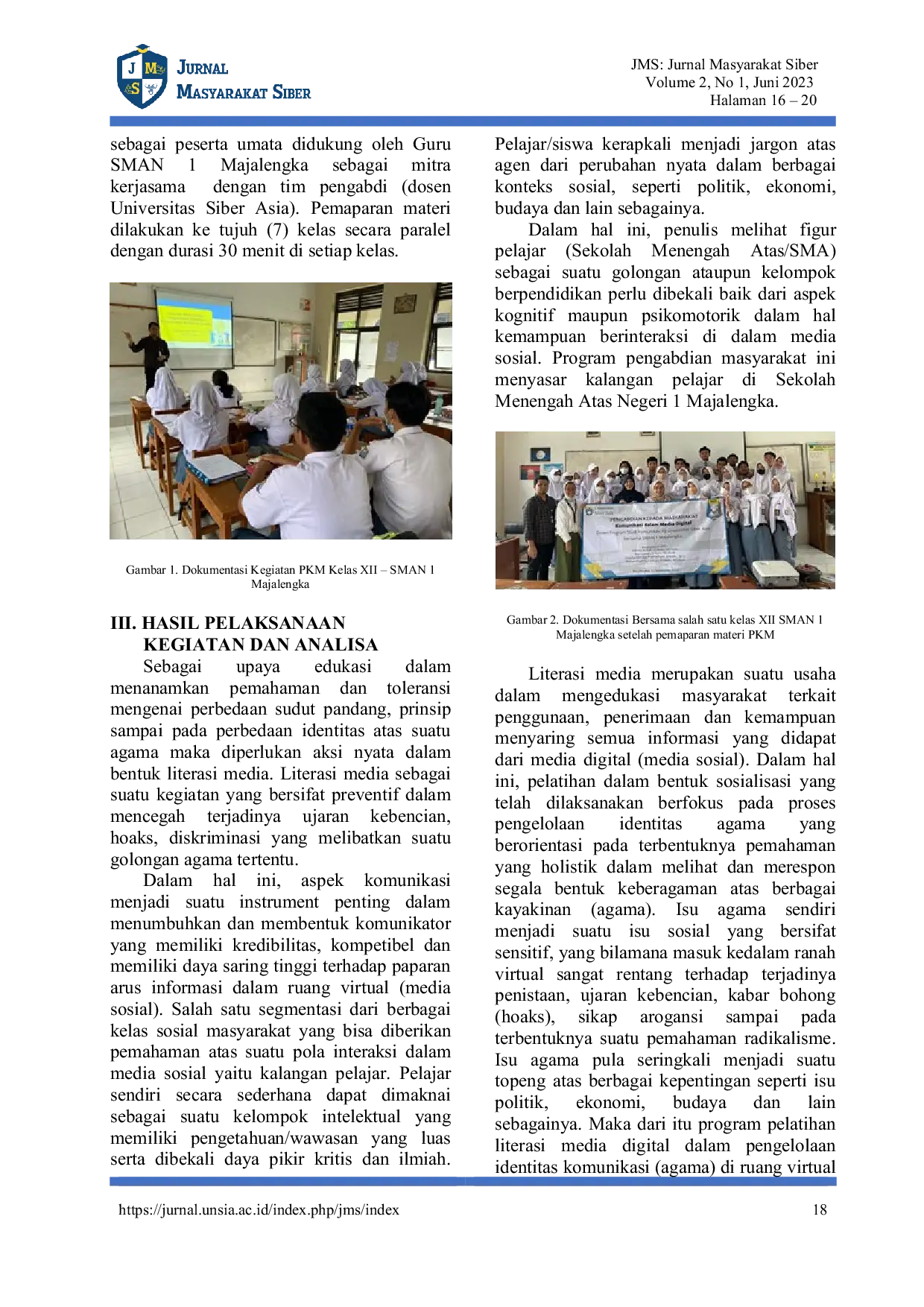 JURIS Literasi Media Dalam Pengelolaan Identitas Komunikasi Di Ruang Virtual