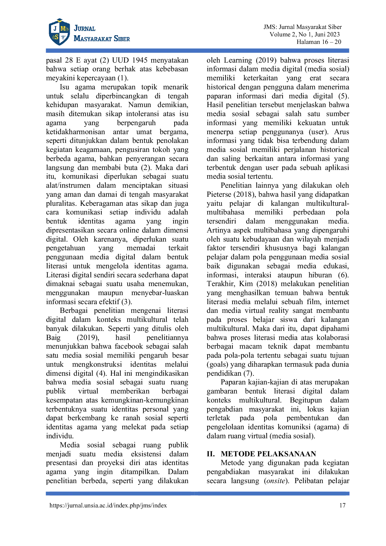 JURIS Literasi Media Dalam Pengelolaan Identitas Komunikasi Di Ruang Virtual