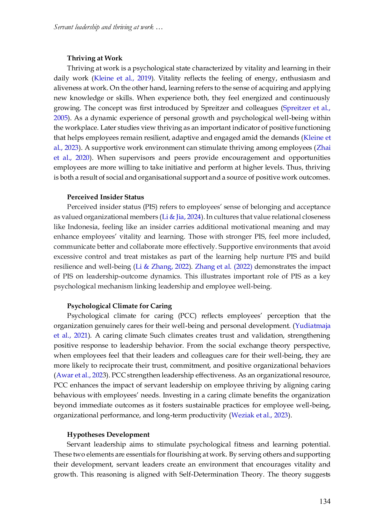 JURIS Servant leadership and thriving at work perceived insider status and caring climate effects