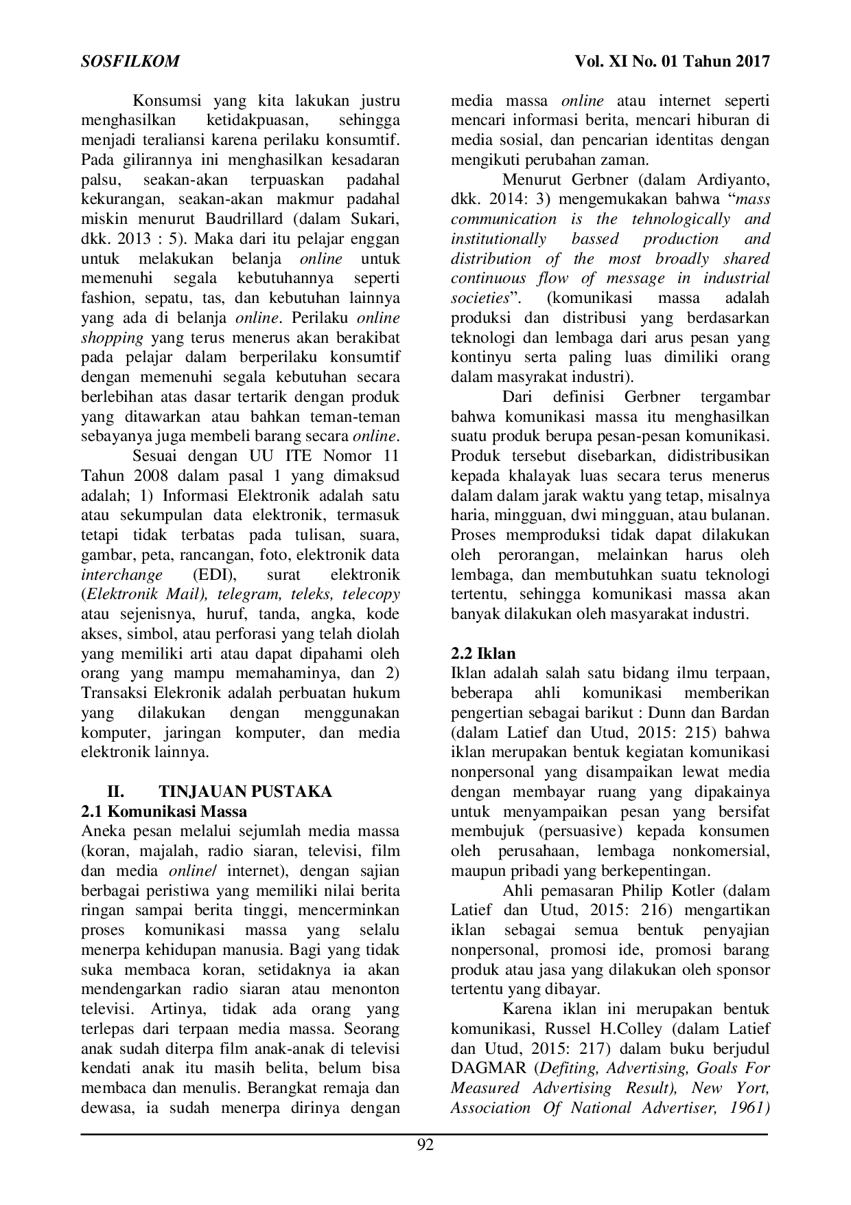 JURIS Pengaruh Intensitas Terpaan Iklan Belanja Online Terhadap Perilaku Konsumtif Pelajar