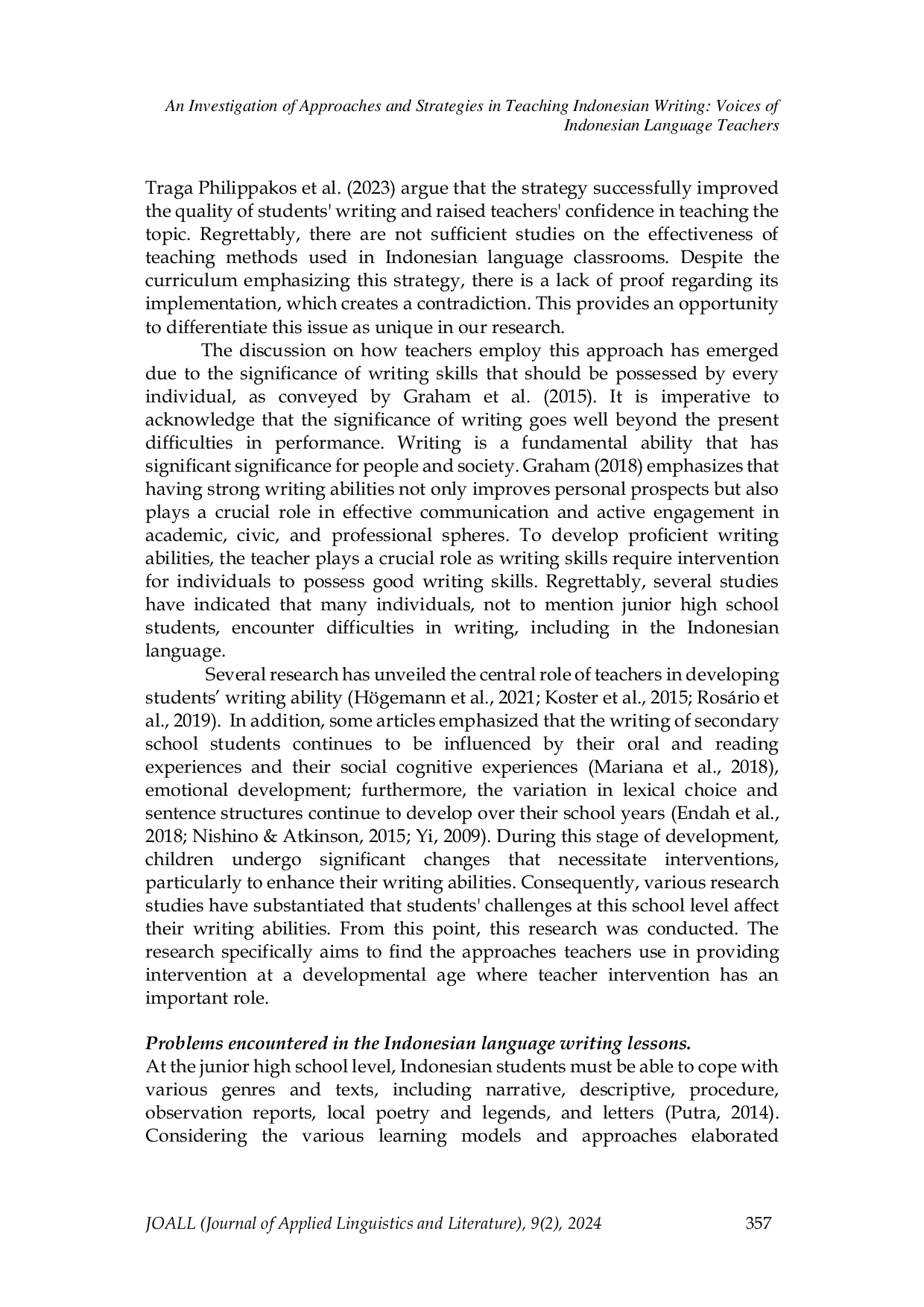 JURIS An Investigation Of Approaches And Strategies In Teaching Indonesian Writing Voices Of Indonesian Language Teachers