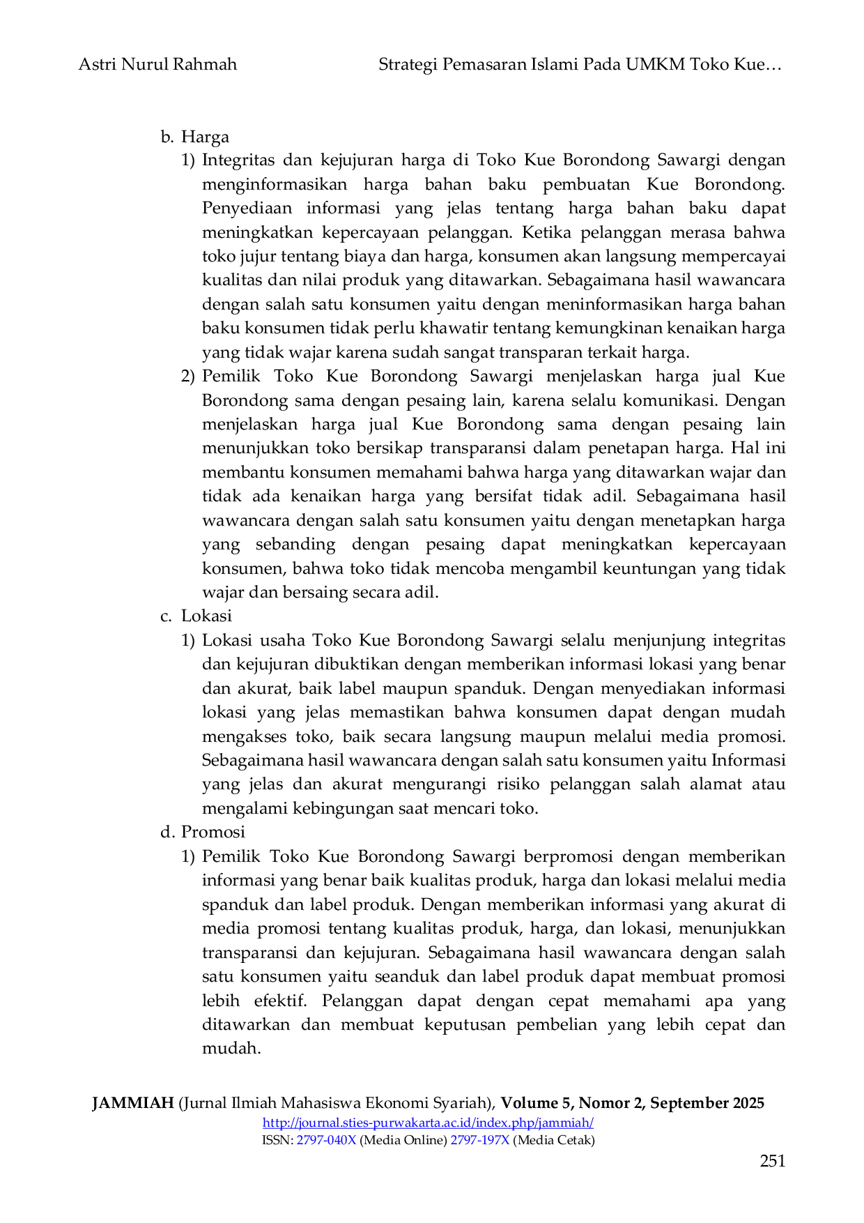 JURIS Strategi Pemasaran Islami Pada UMKM Toko Kue Borondong Sawargi Bojong Purwakarta