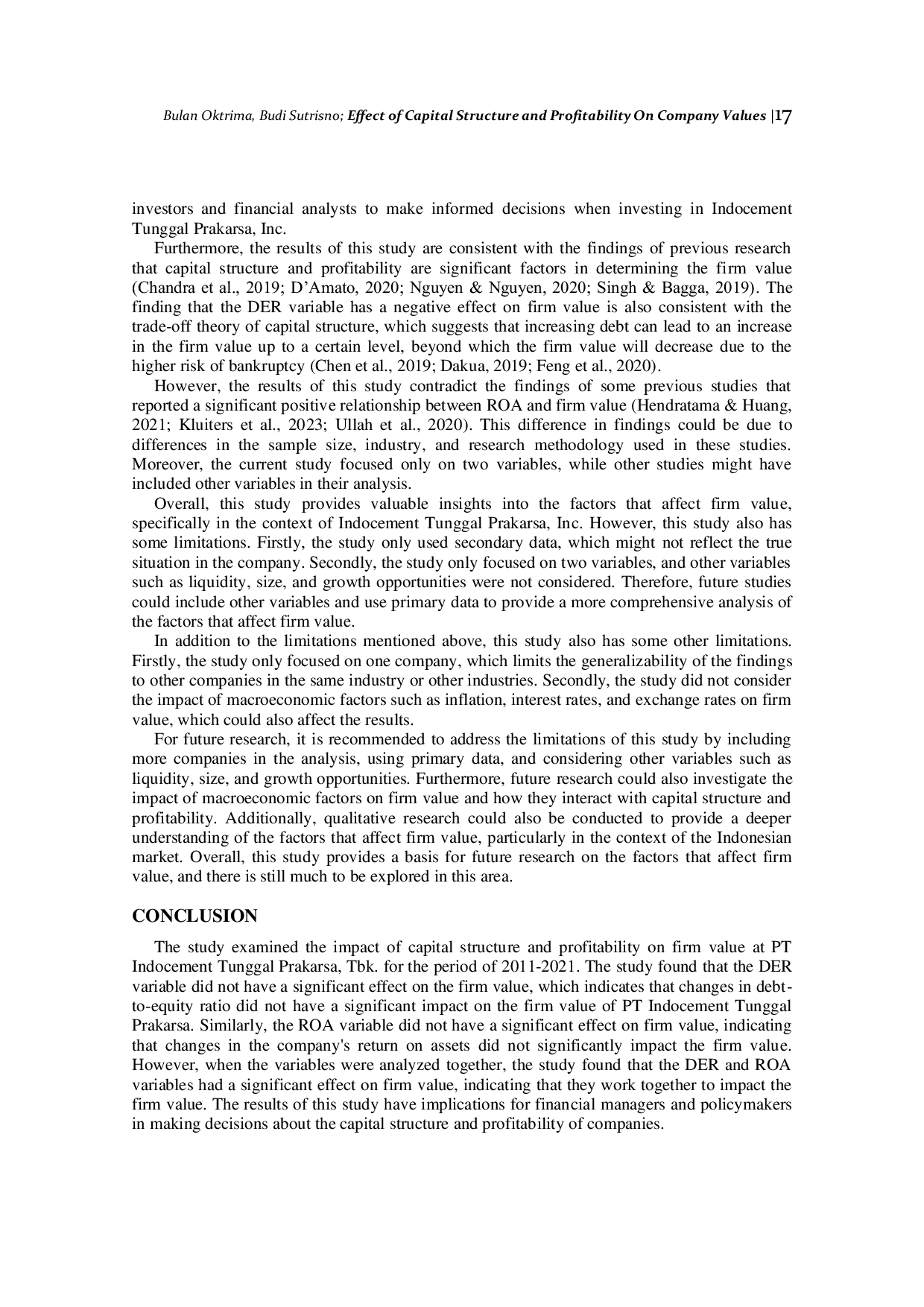 JURIS Effect of capital structure and profitability on company values