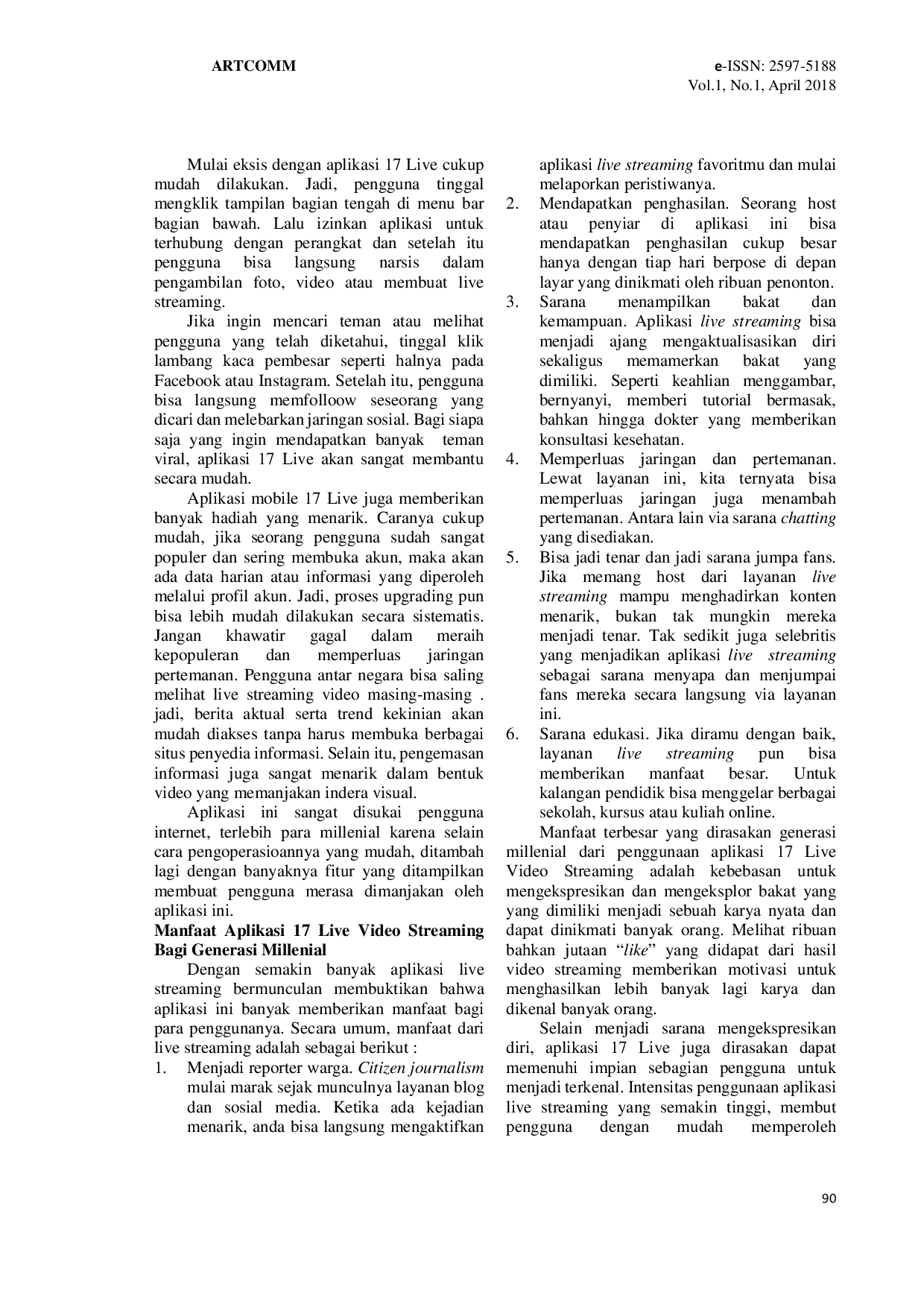 JURIS Application 17 Live Video Streaming Becomes a Means of Self Actualization for Millennials