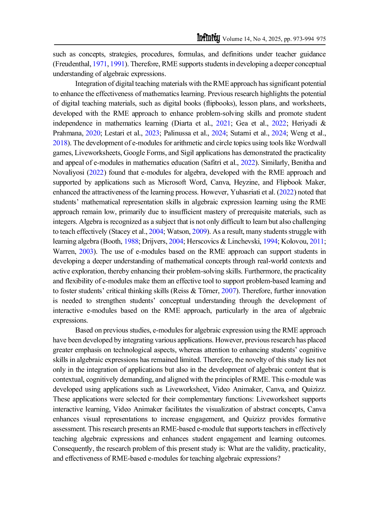 JURIS Development of algebraic expressions e modules through realistic mathematics education approach