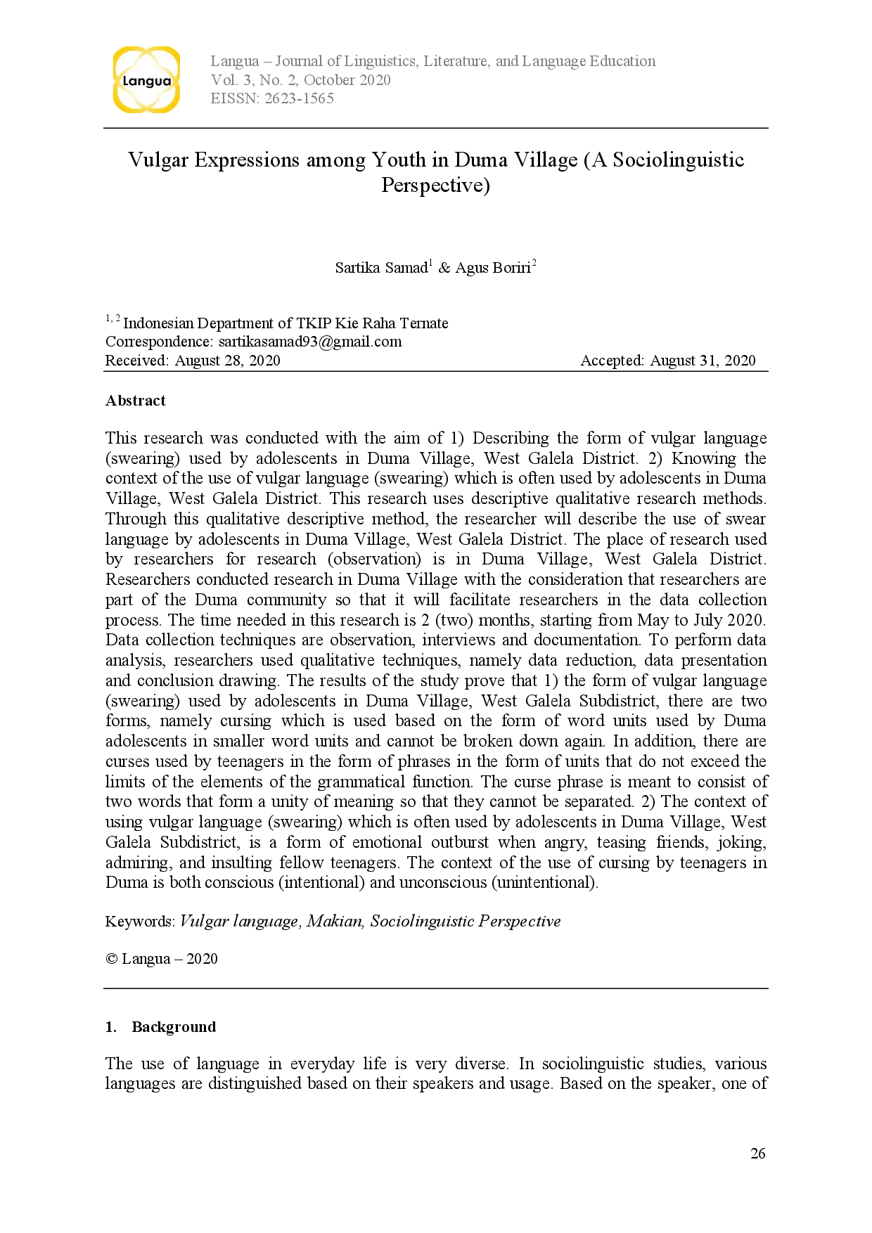 juris Vulgar Expressions among Youth in Duma Village A Sociolinguistic Perspective