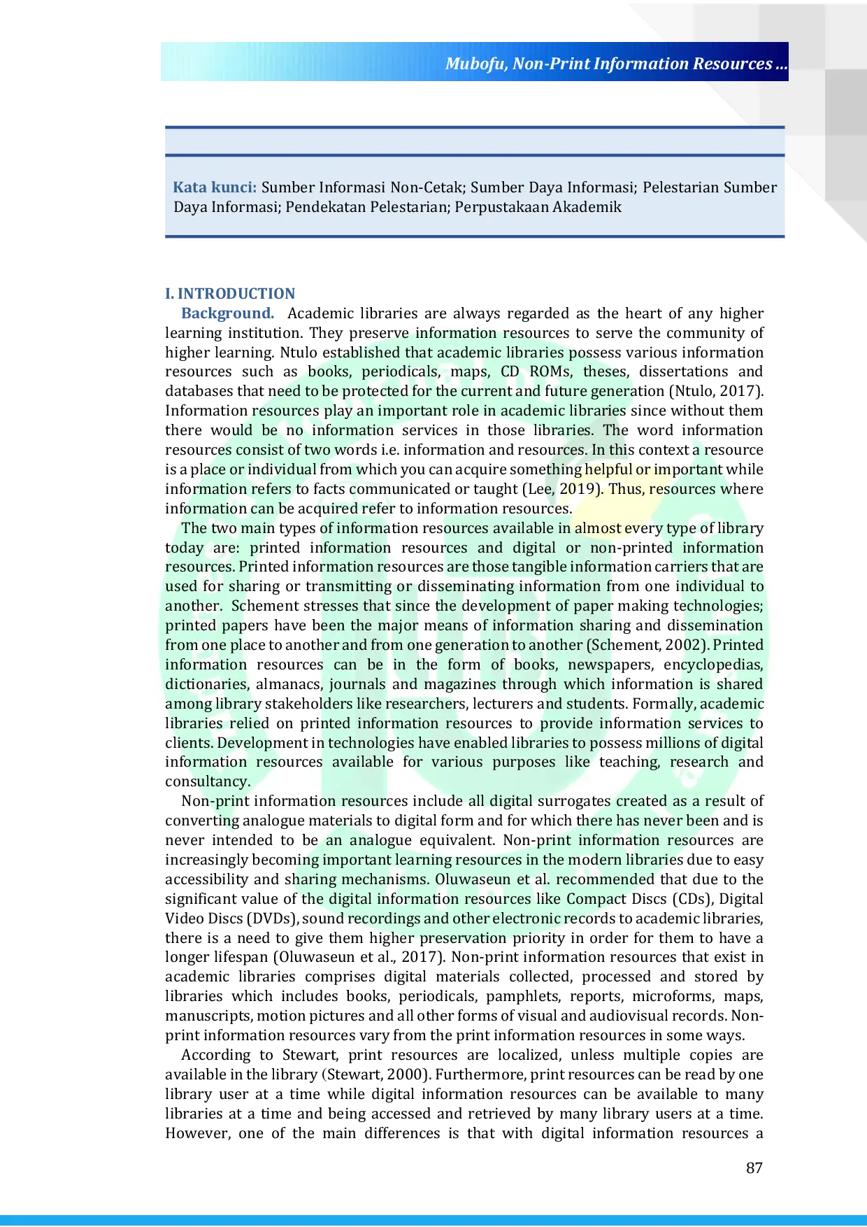 JURIS Non Print Information Resources and The Preservation Approaches Recommendation in Tanzanian Academic Libraries