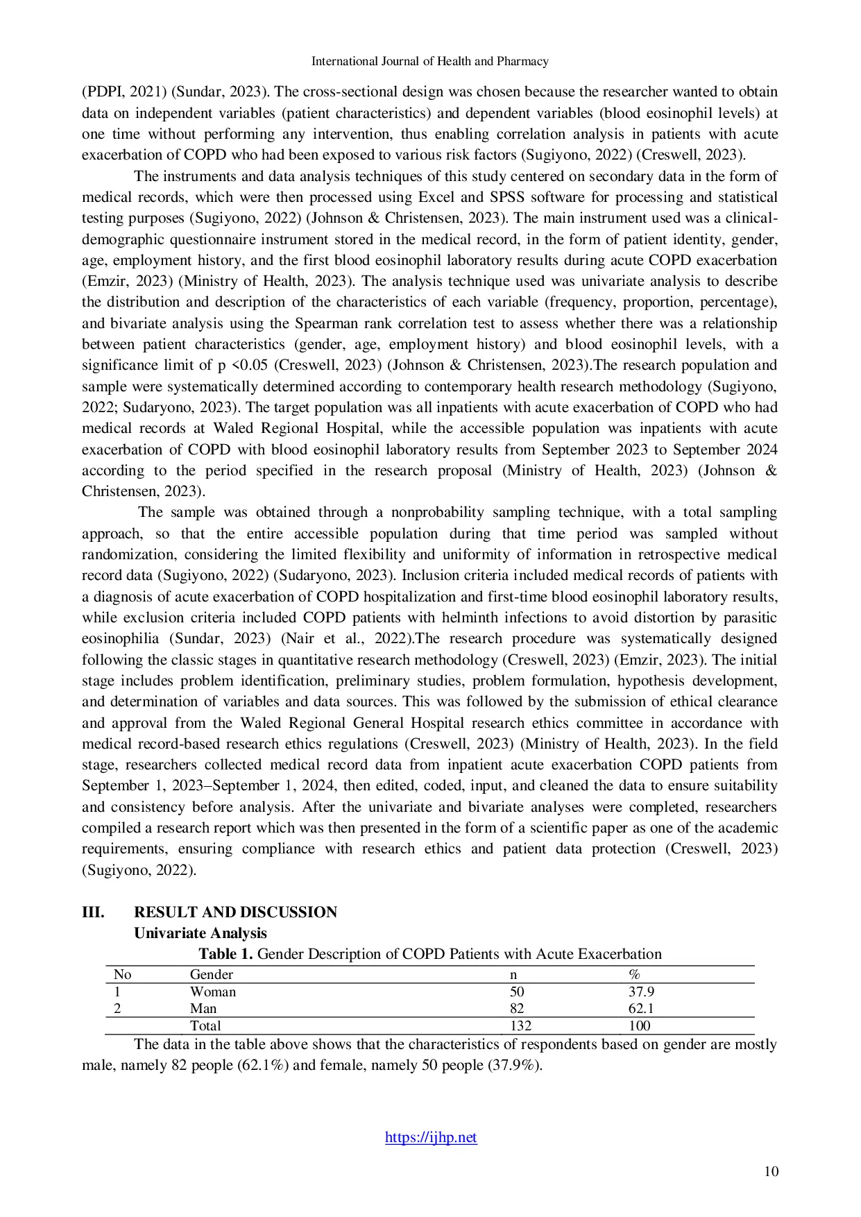 JURIS The Relationship Between Characteristics of Patients with Acute Exacerbation of Chronic Obstructive Pulmonary Disease COPD Hospitalized with Blood Eosinophil Levels at Waled Regional Hospital in Sep