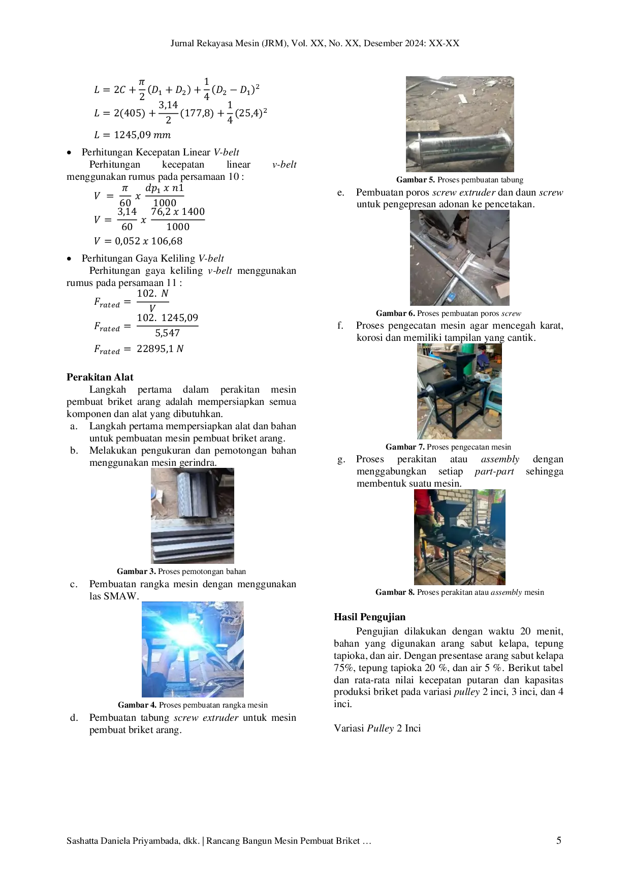 JURIS Rancang Bangun Mesin Pembuat Briket Arang Sabut Kelapa Semi Otomatis