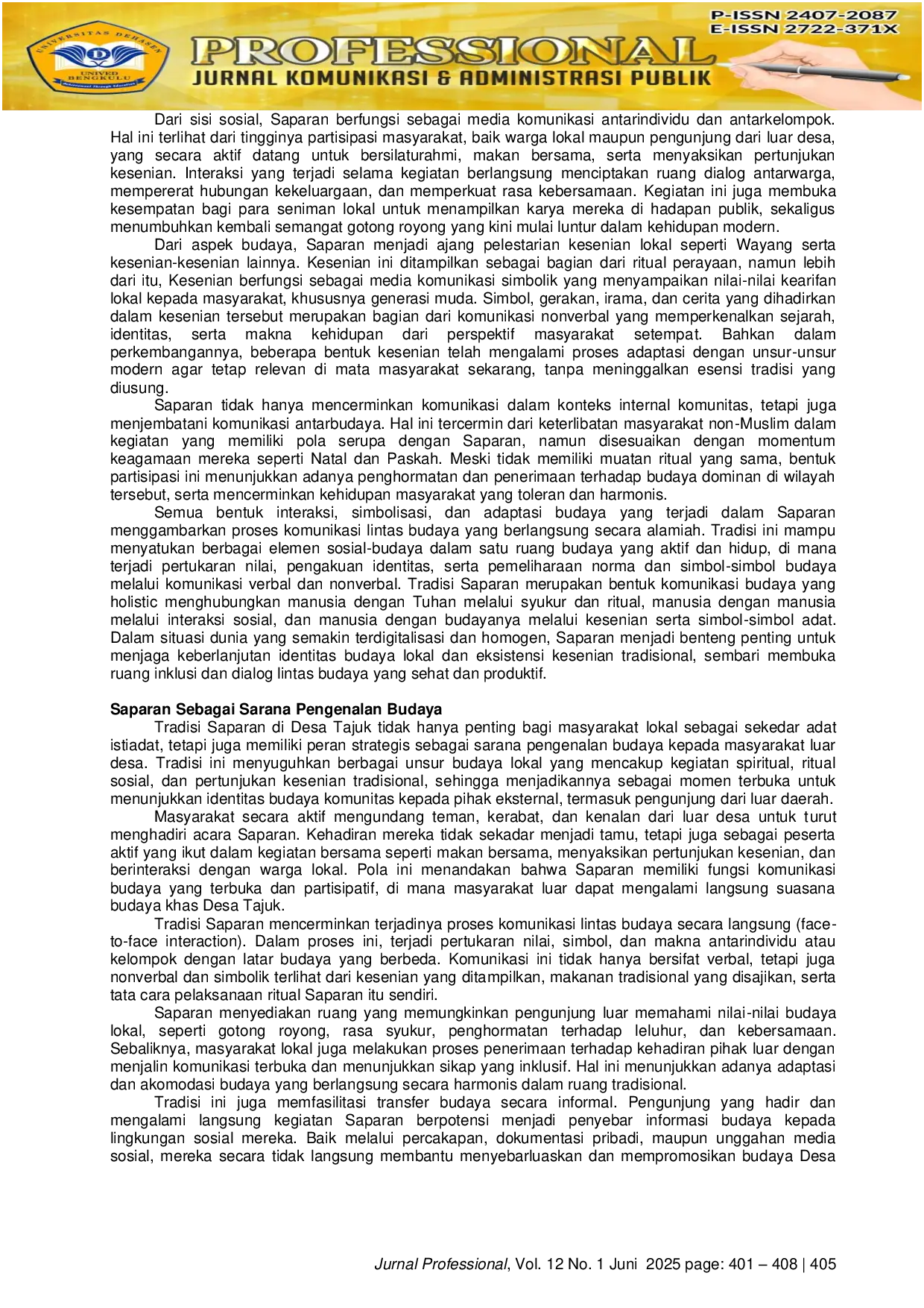 JURIS Pelestarian Kesenian Melalui Tradisi Saparan