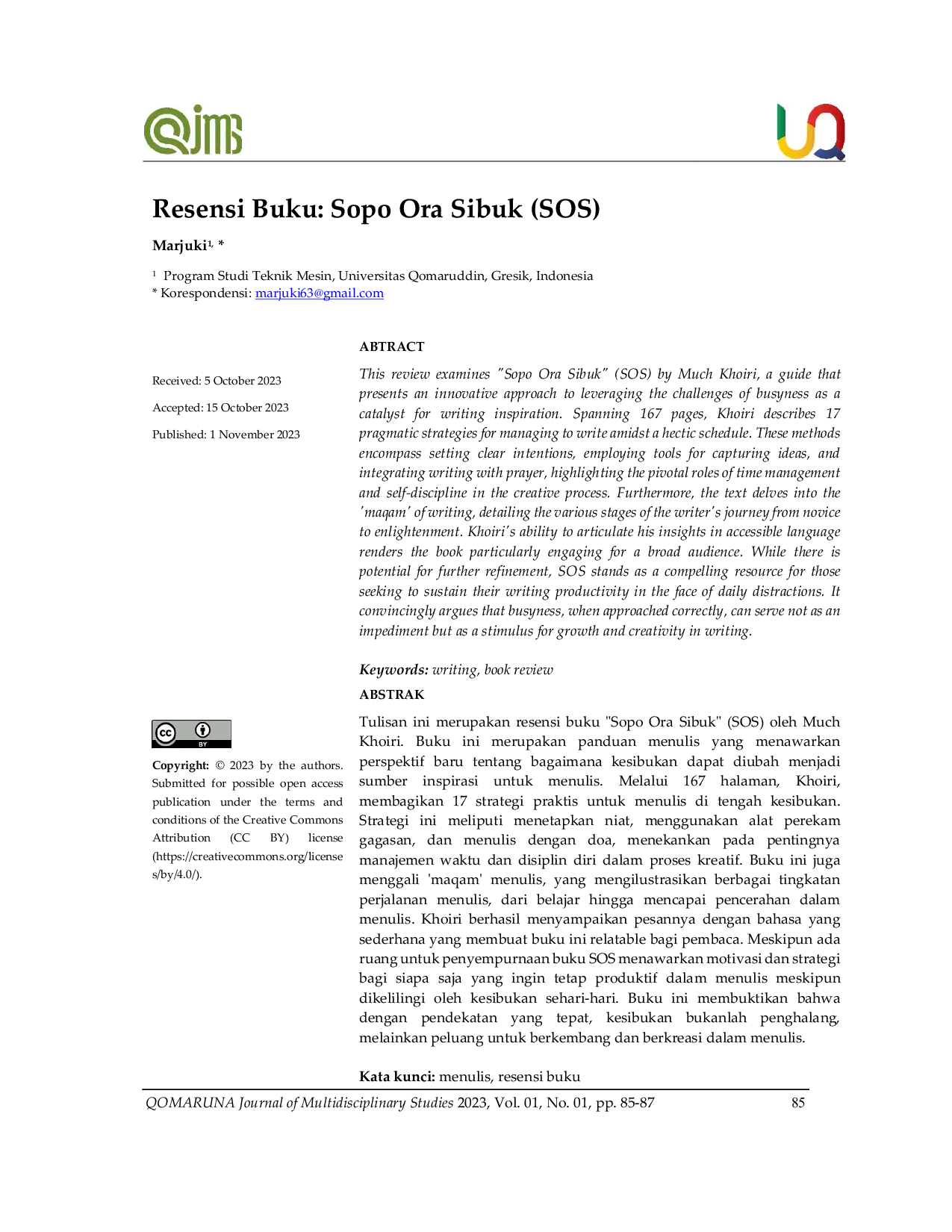 JURIS Resensi Buku Sopo Ora Sibuk SOS