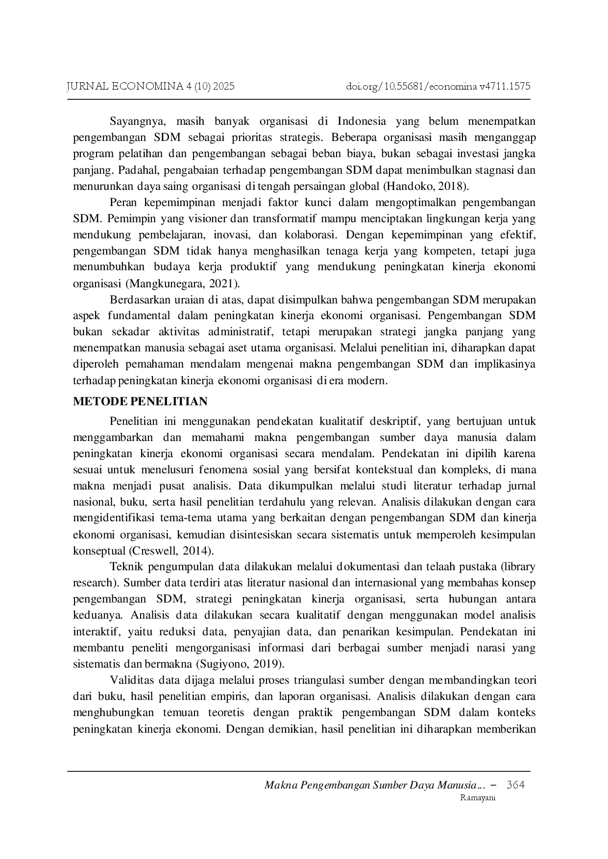 juris Makna Pengembangan Sumber Daya Manusia dalam Peningkatan Kinerja Ekonomi Organisasi