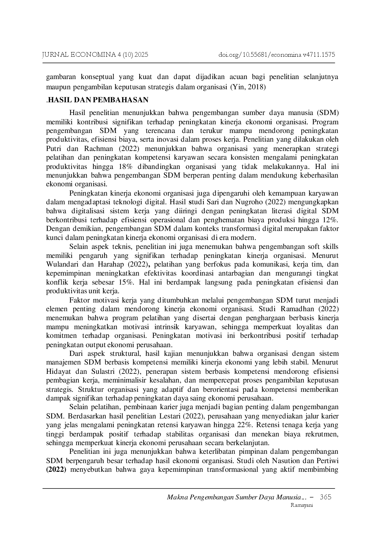 juris Makna Pengembangan Sumber Daya Manusia dalam Peningkatan Kinerja Ekonomi Organisasi