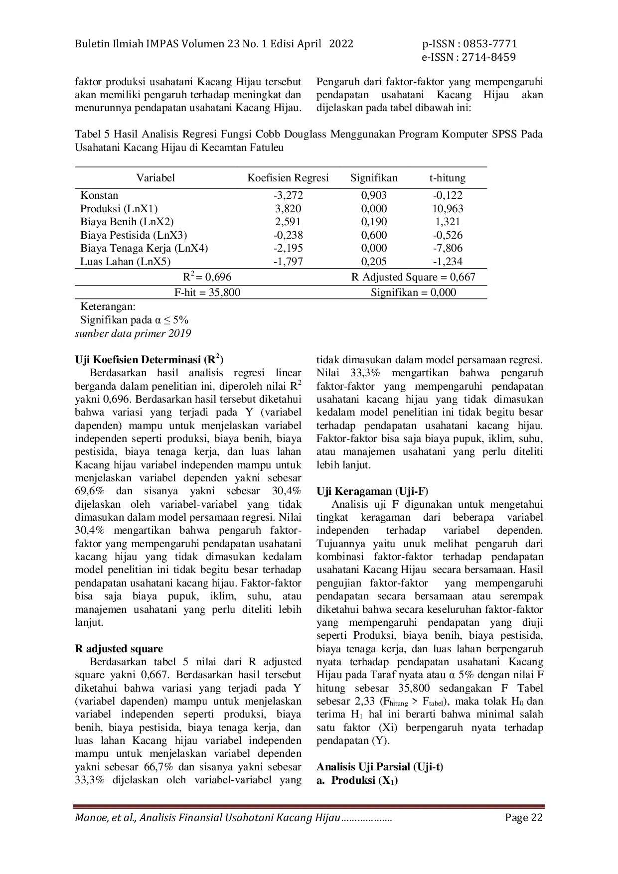 JURIS Analisis Finansial Usahatani Kacang Hijau Di Kecamatan Fatuleu Kabupaten Kupang Provinsi Nusa Tenggara Timur