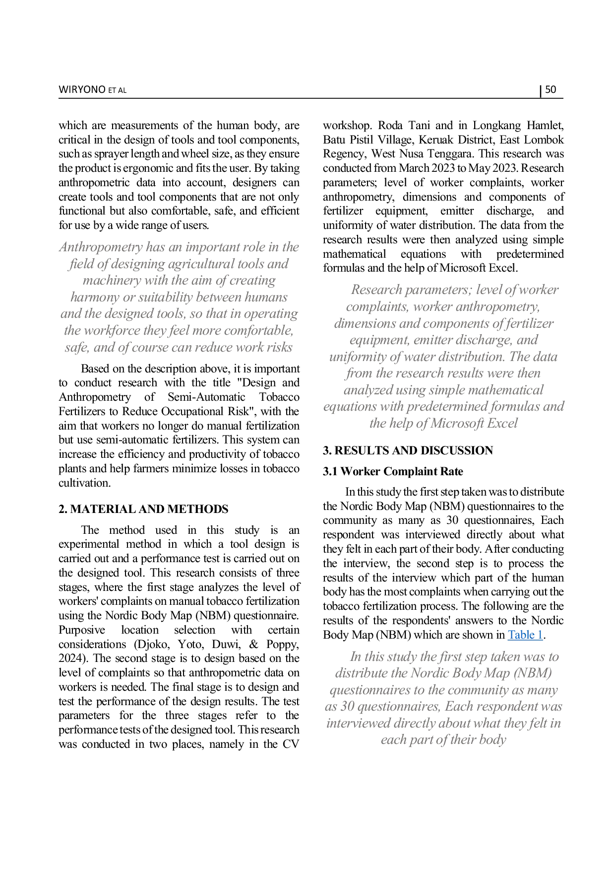 JURIS Semi Automatic Tobacco Fertilizer Design and Anthropometry