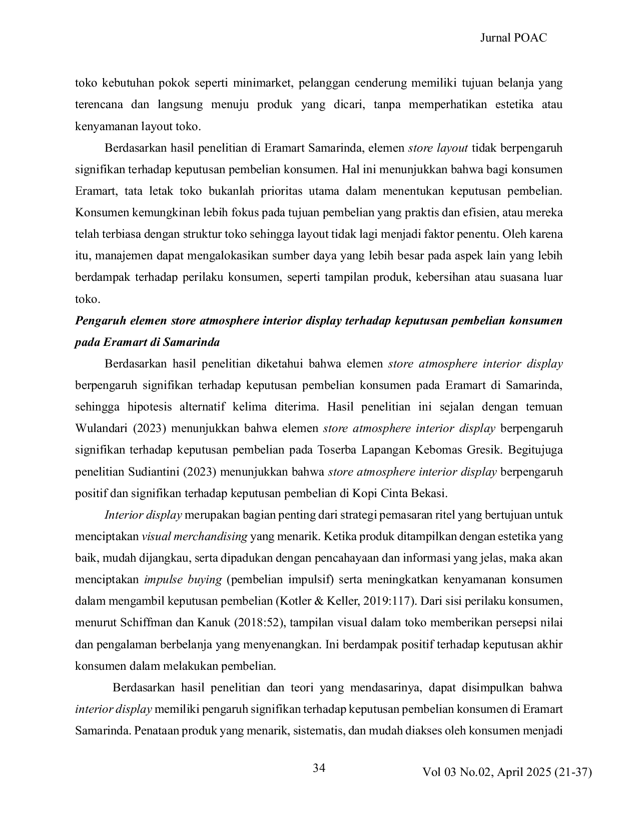 JURIS Analisis Elemen Store Atmosphere Terhadap Keputusan Pembelian Konsumen Pada Eramart Di Samarinda