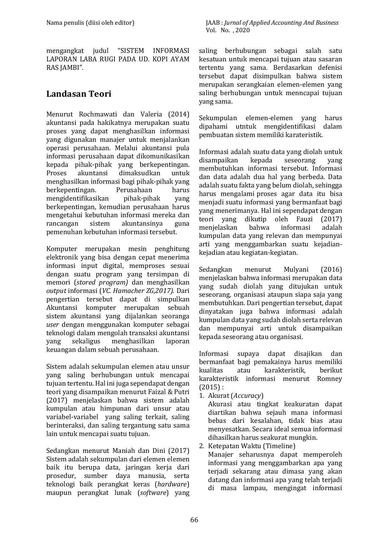 JURIS Sistem Informasi Laporan Laba Rugi Pada UD Kopi Ayam Ras Jambi