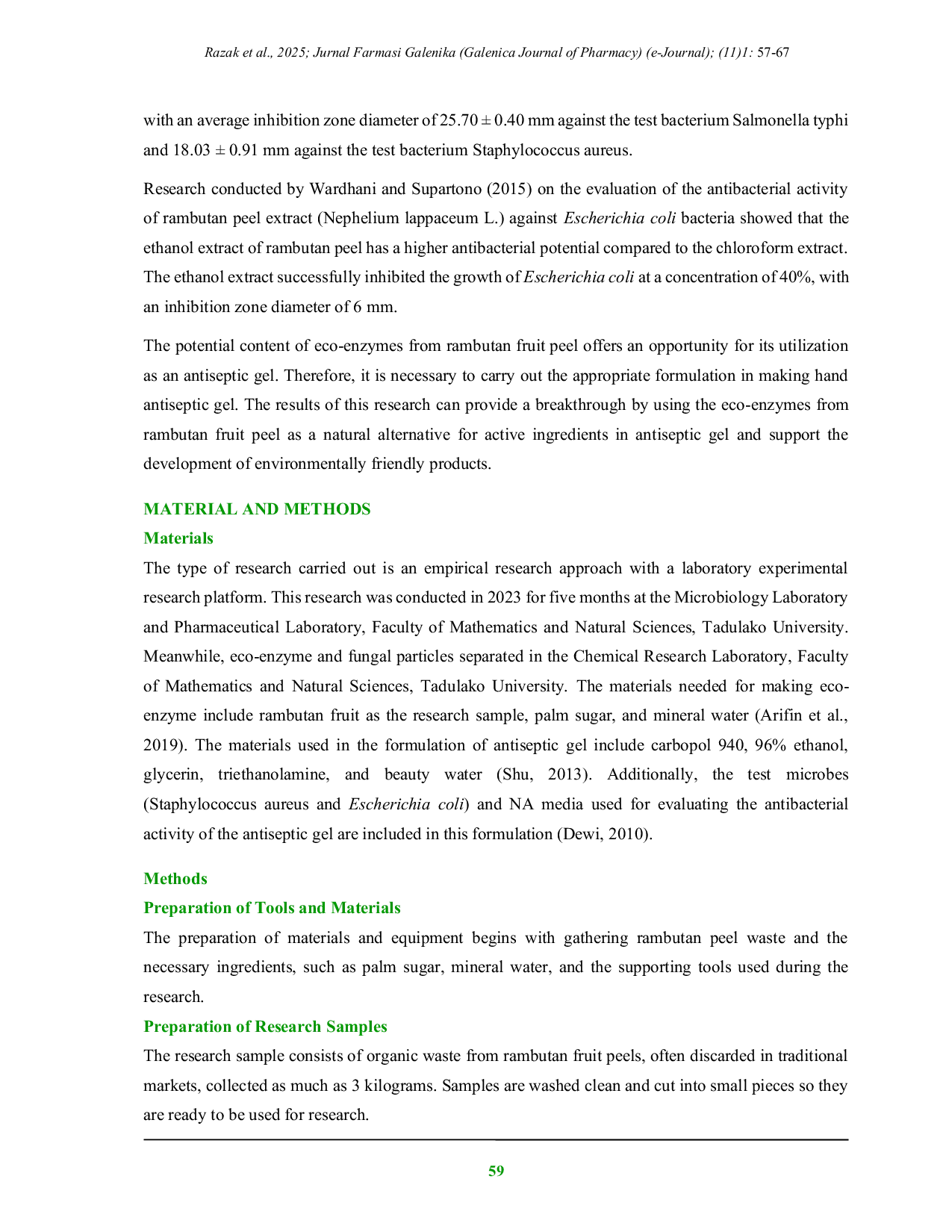 JURIS Antiseptic Gel Formulation Uses Eco Enzyme from Rambutan Nephelium lappaceum Peels Substitute the Active Ingredient Alcohol
