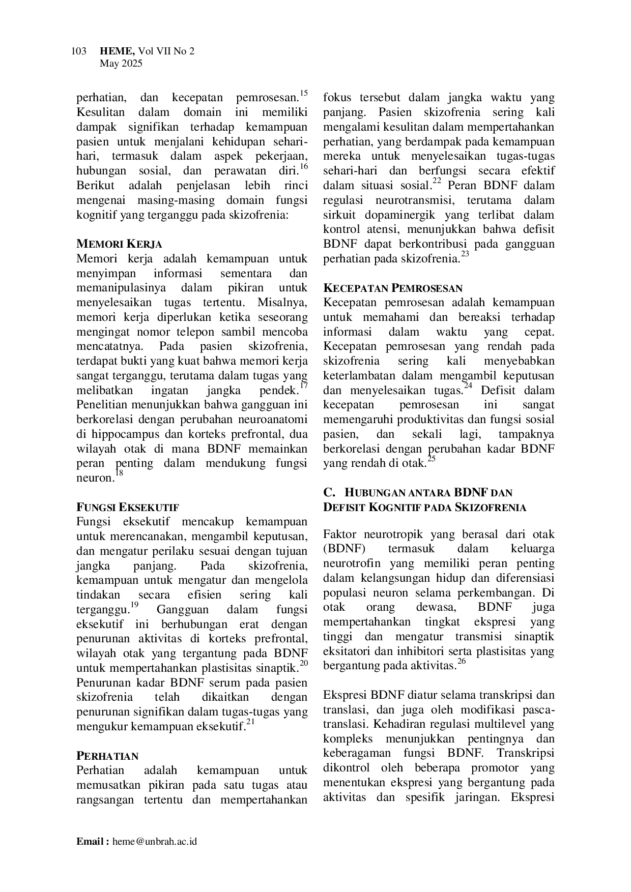 JURIS Peran Brain Derived Neurotrophic Factor pada Fungsi Kognitif Orang dengan Skizofrenia