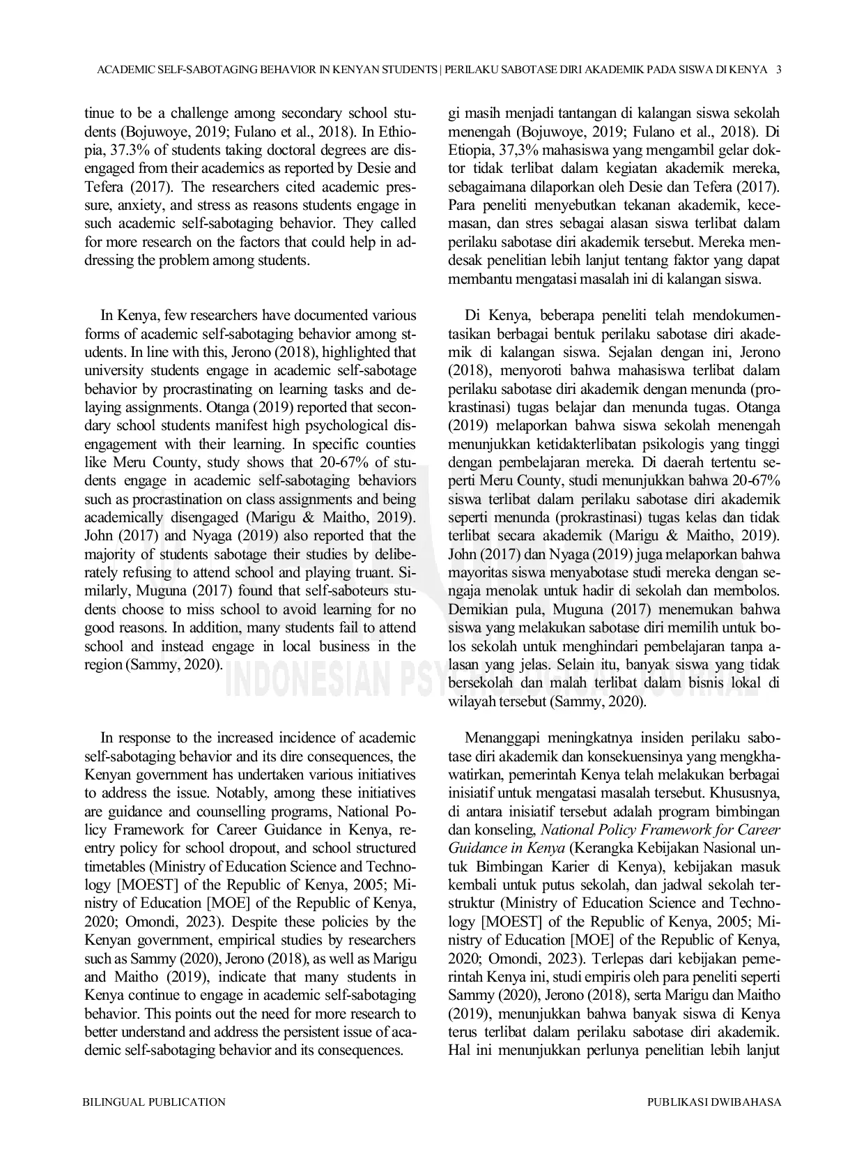JURIS Hubungan Antara Lingkungan Belajar yang Mendukung Kebutuhan dan Perilaku Sabotase Diri Akademik pada Siswa Form Two di Meru County Kenya