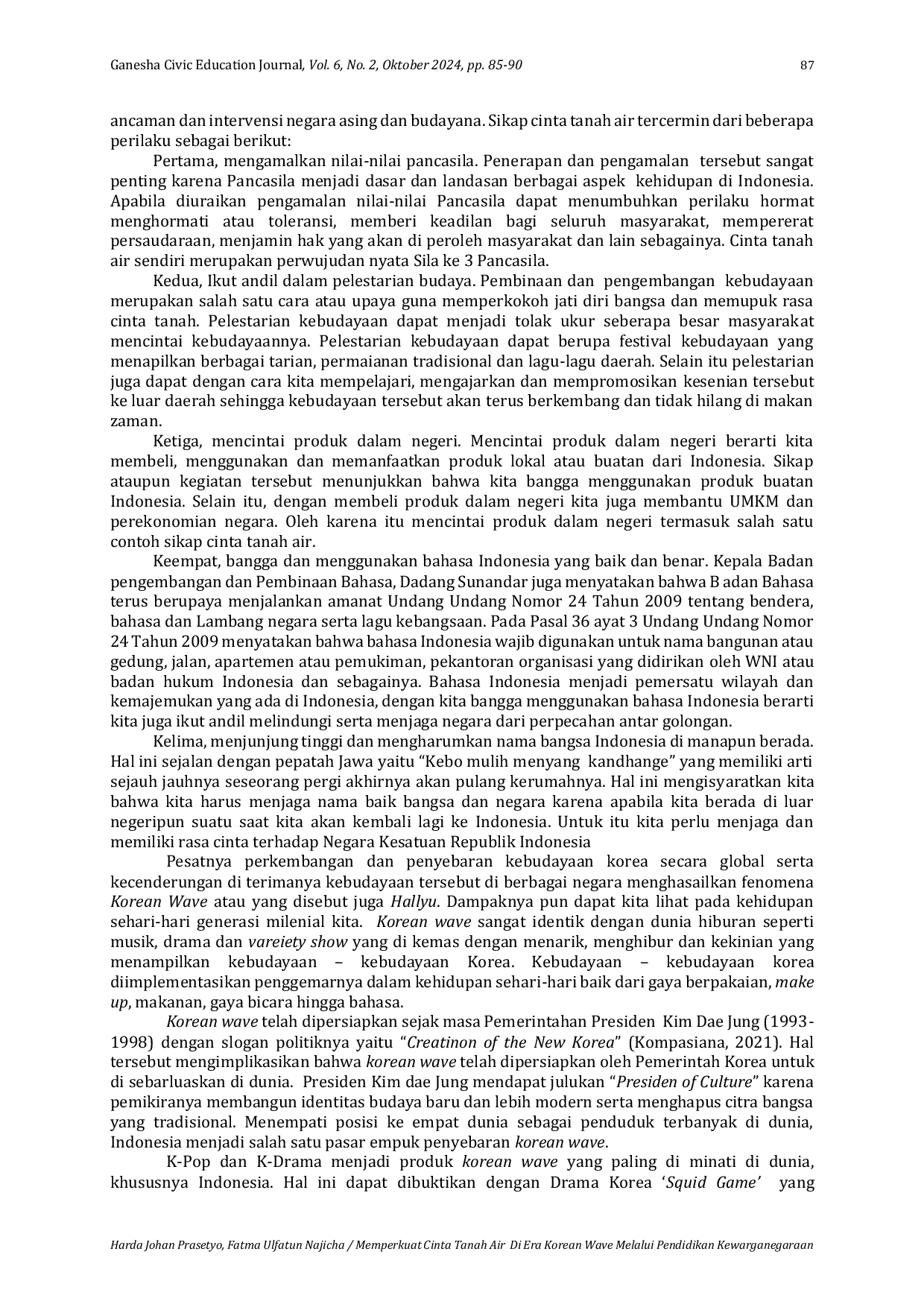 JURIS Memperkuat Cinta Tanah Air Di Era Korean Wave Melalui Pendidikan Kewarganegaraan