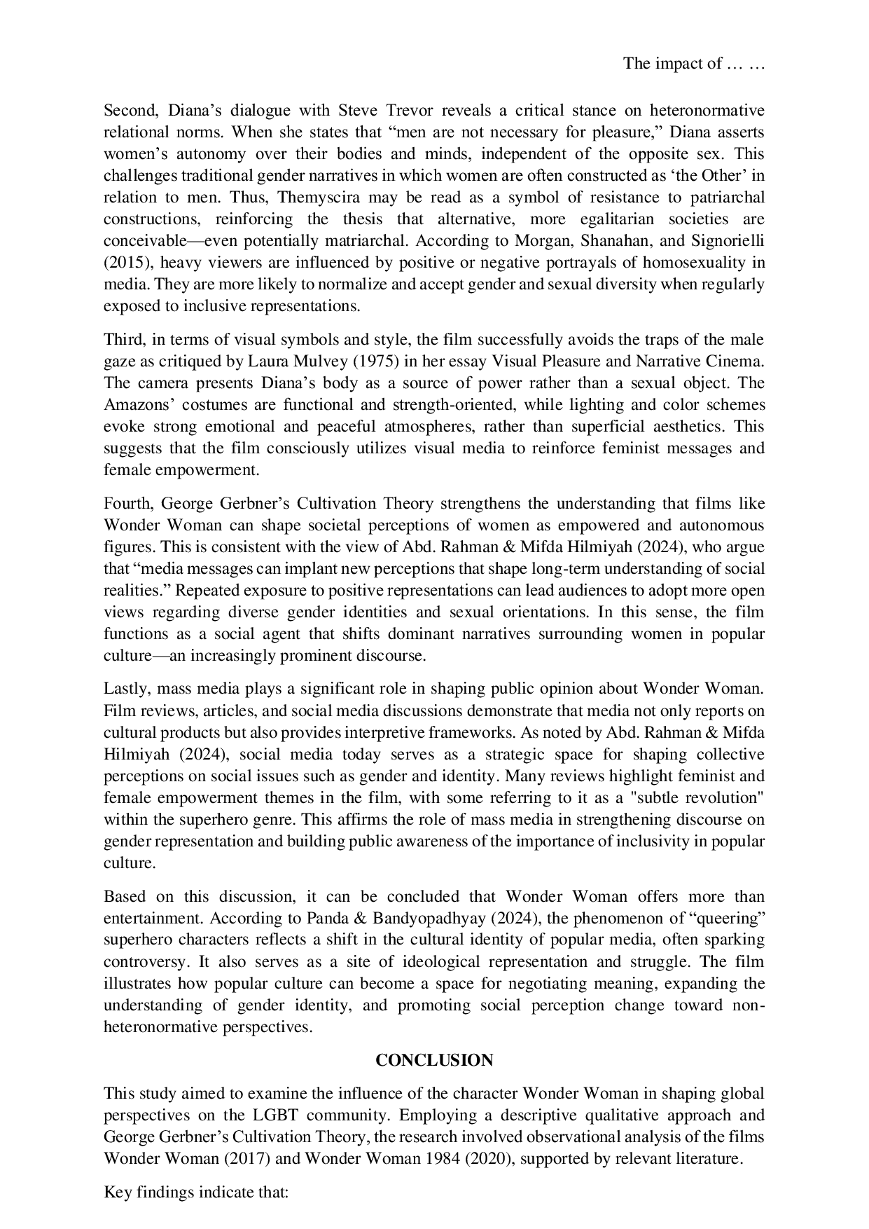 JURIS The Impact of the Film Wonder Woman s Production on Changing LGBT Perceptions in International Society A Qualitative Study Based on Cultivation Theory