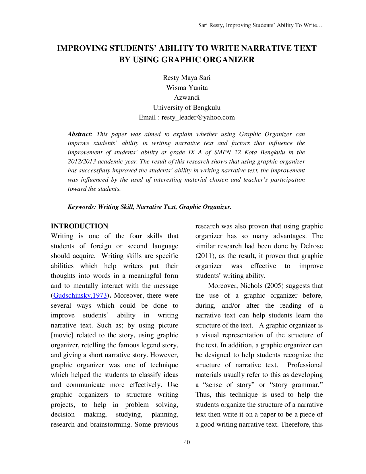 JURIS Improving Students Ability To Write Narrative Text By Using Graphic Organizer
