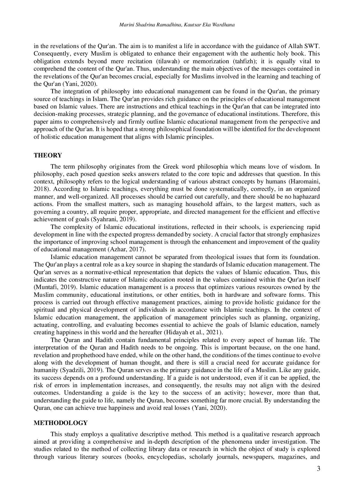 JURIS Integrasi Filsafat dalam Implementasi Manajemen Pendidikan Islam dari Perspektif Al Qur an