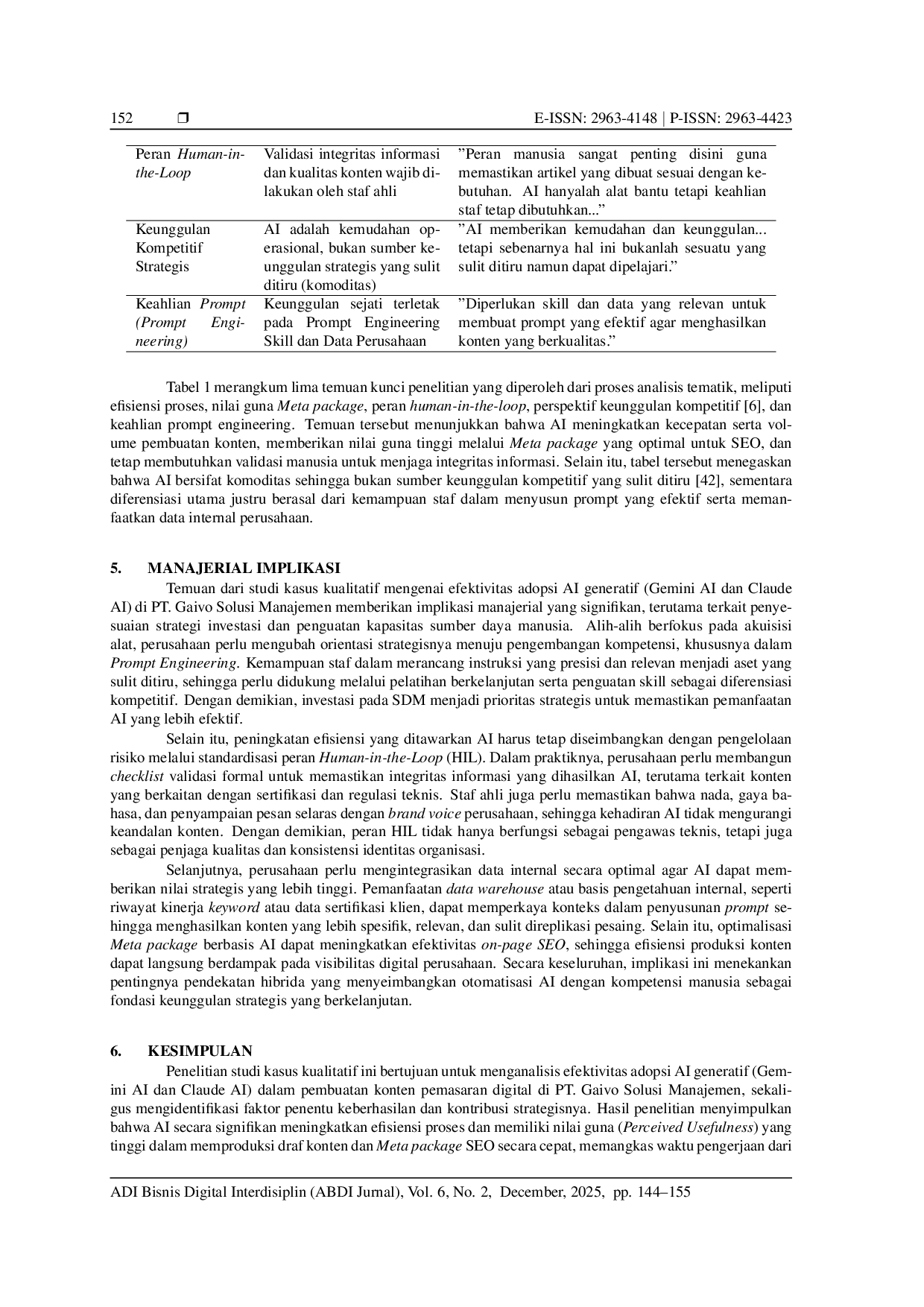 juris Evaluasi Efektivitas AI Dalam Pengembangan Konten Pemasaran Digital Pada Perusahaan Jasa Sertifikasi