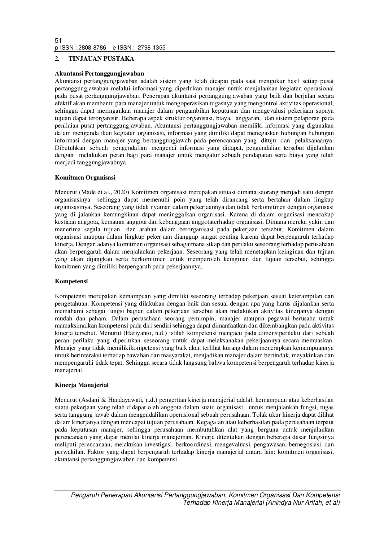 JURIS Pengaruh Penerapan Akuntansi Pertanggungjawaban Komitmen Organisasi dan Kompetensi Terhadap Kinerja Manajerial