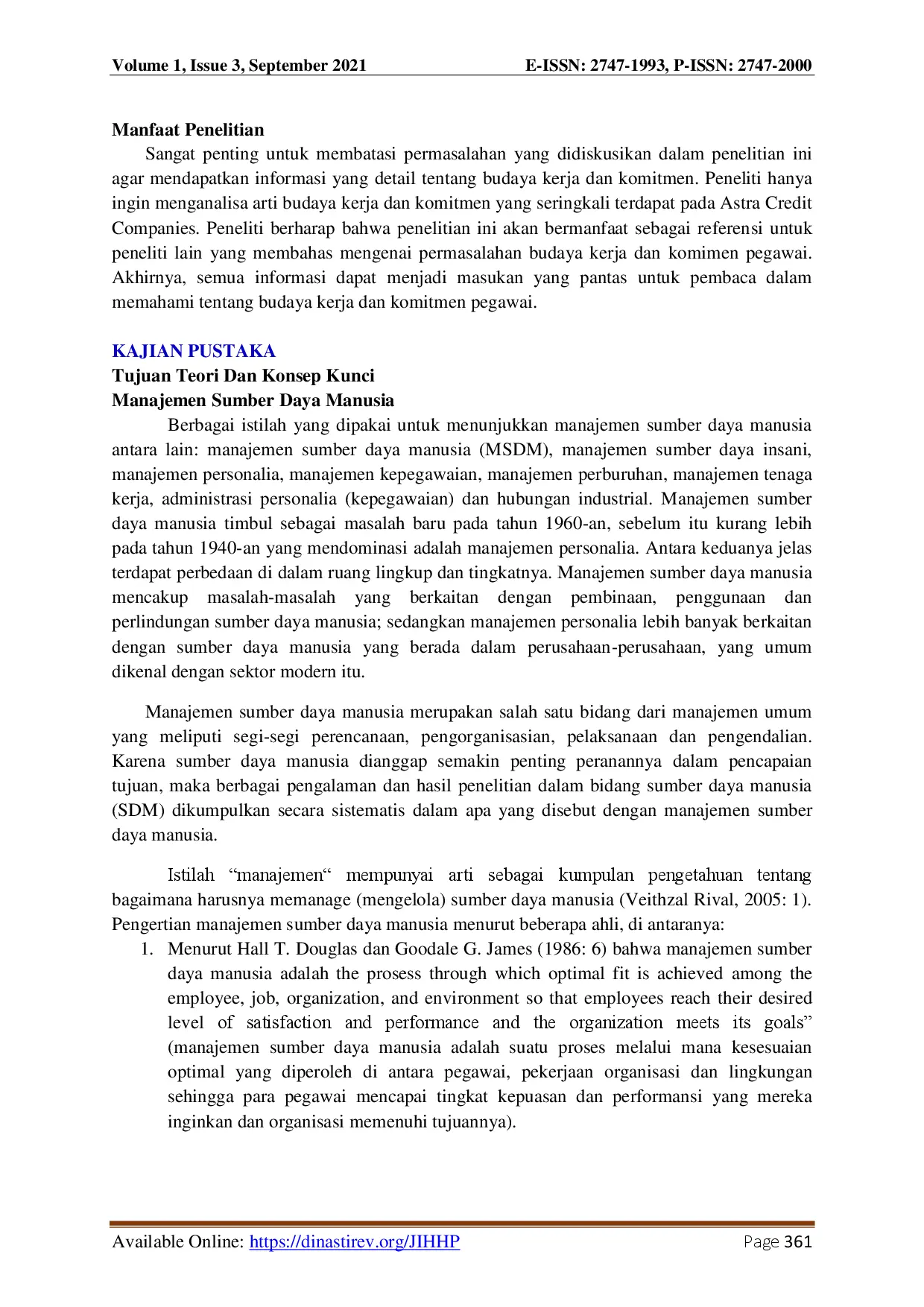 juris Pengaruh Budaya Kerja Dan Komitmen Terhadap Kinerja Karyawan Astra Credit Companies Cabang Tangerang Selatan Suatu Kajian Studi Literatur Manajemen Sumberdaya Manusia