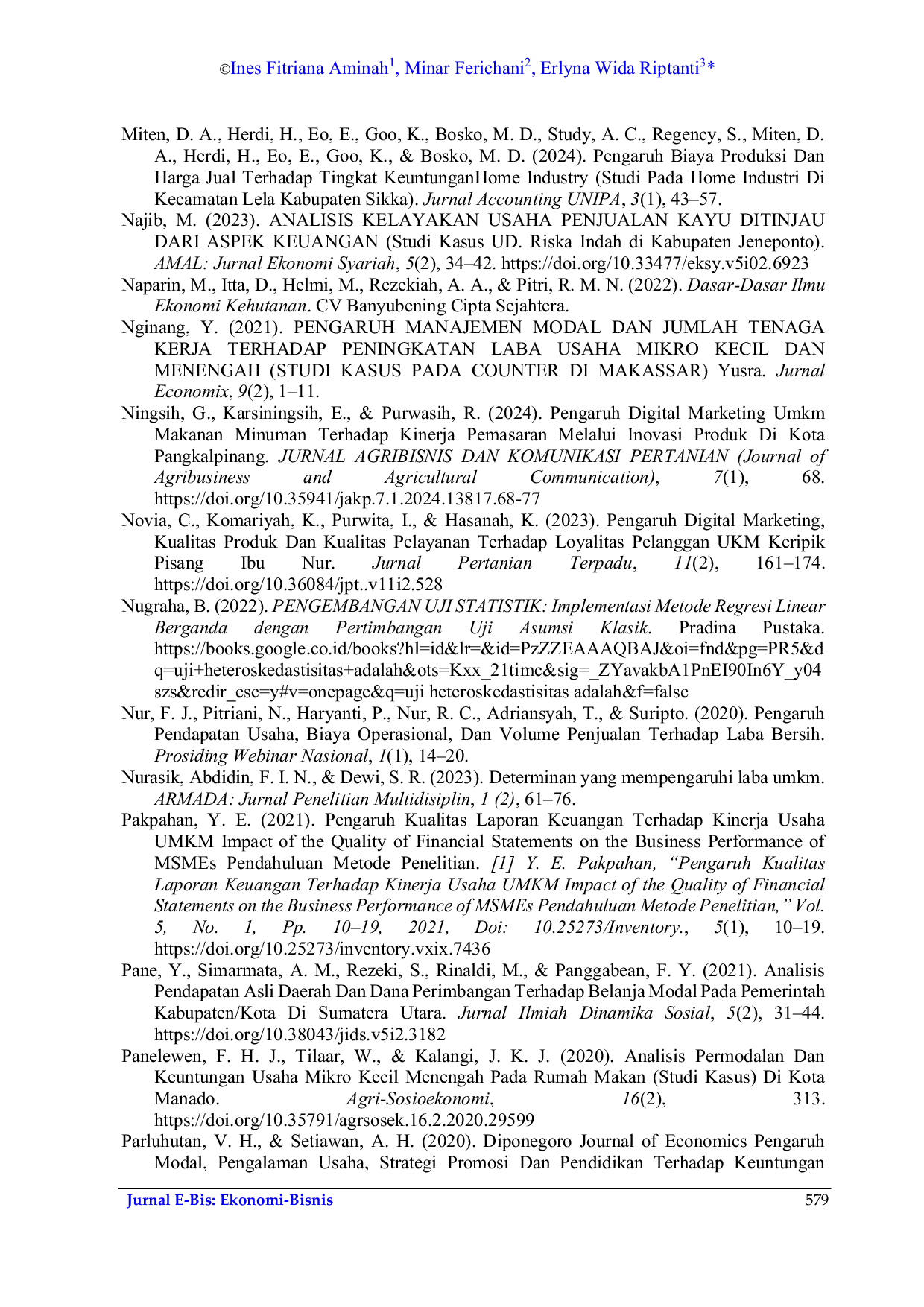 JURIS Faktor Faktor yang Memengaruhi Keuntungan UMKM Handicraft Berbahan Kayu di Kabupaten Jepara