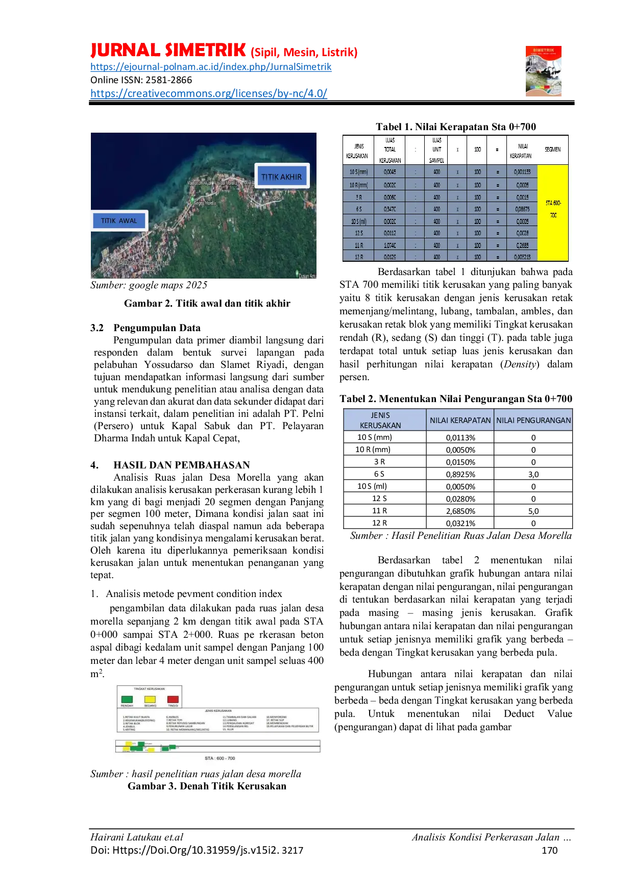 JURIS Analisis Kondisi Perkerasan Jalan Pada Ruas Jalan Desa Morella