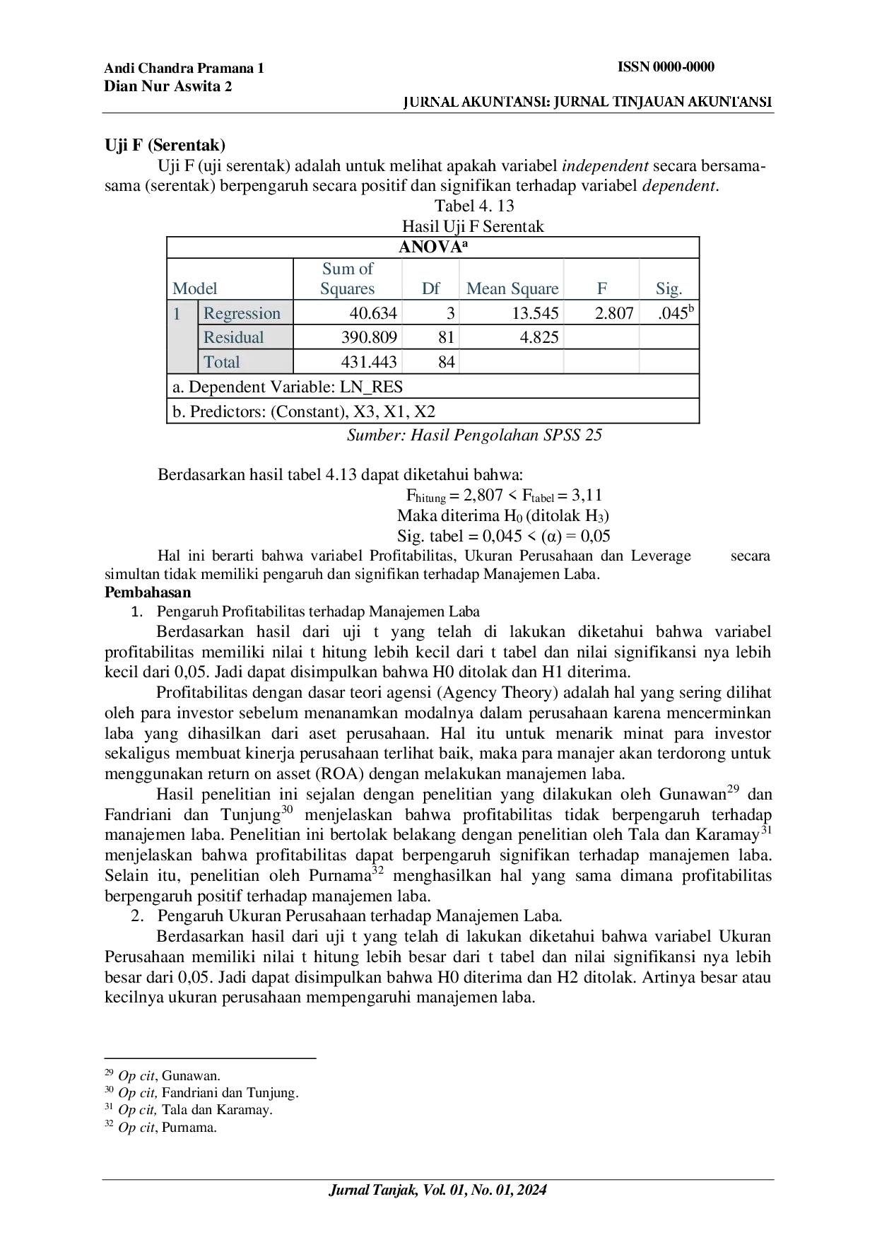 JURIS Pengaruh Tingkat Profitabilitas Ukuran Perusahaan Dan Leverage Terhadap Manajemen Laba Pada Perusahaan Yang Terdaftar Di Bei