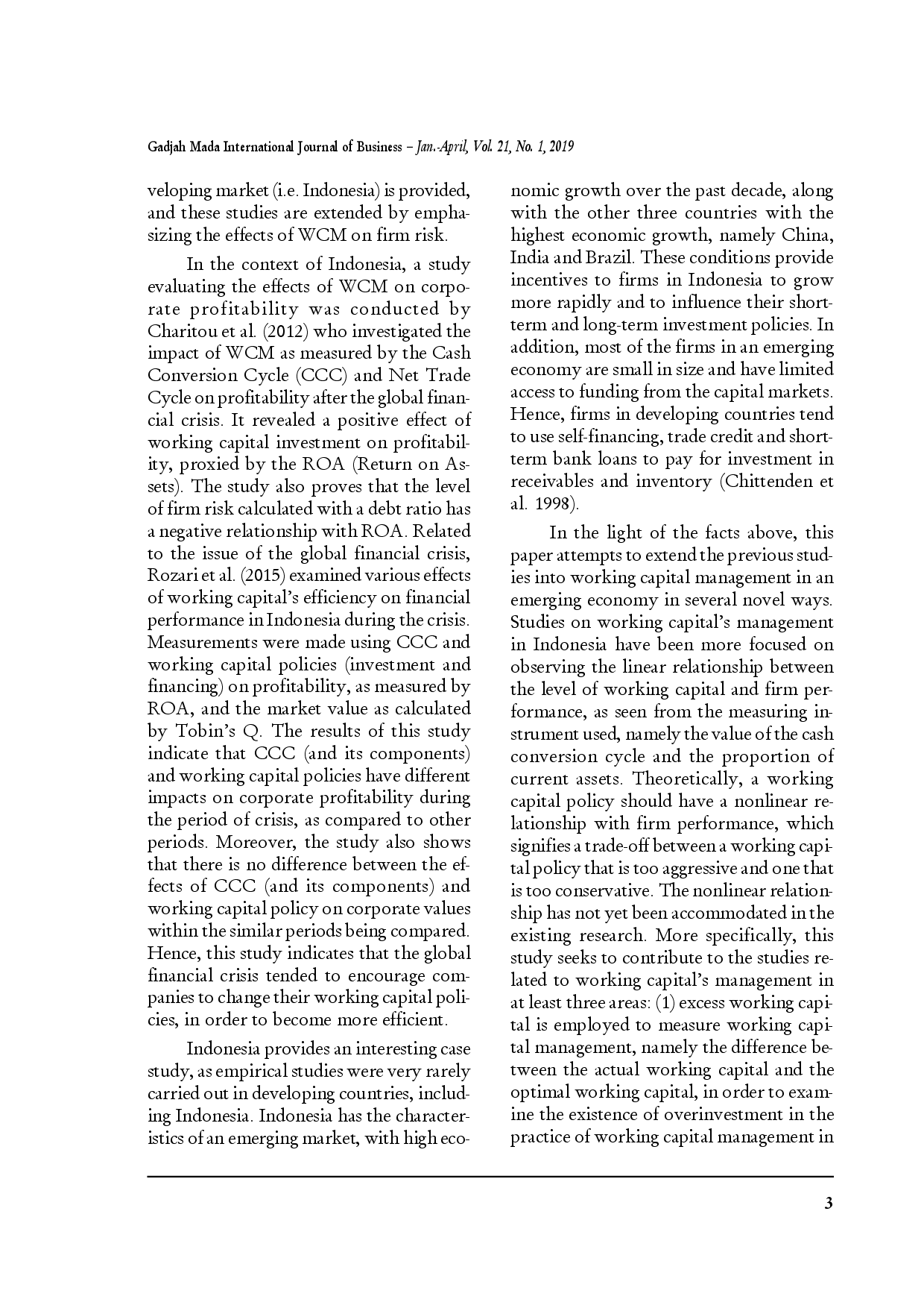 juris Working Capital Management in Indonesia An Analysis on Over investment and Under investment Firms