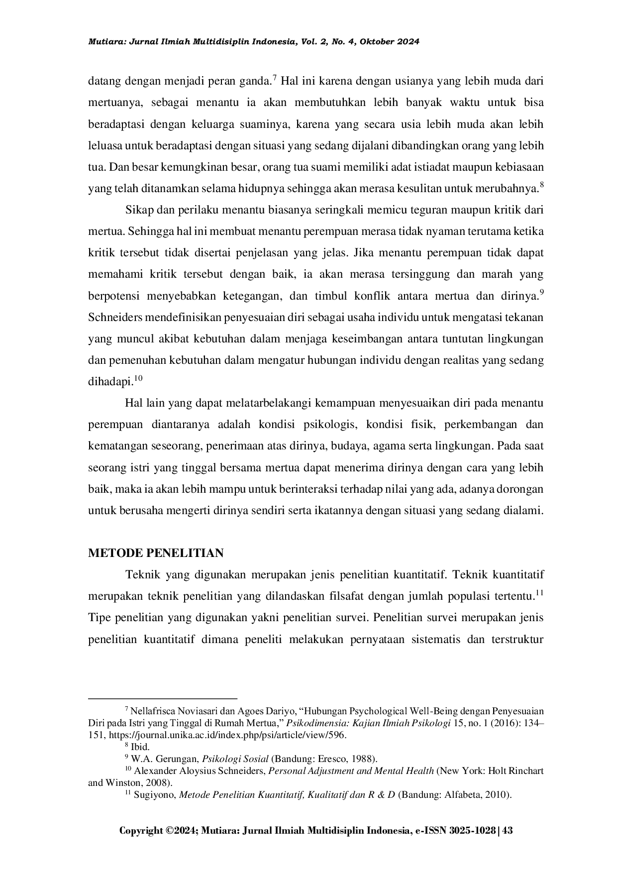 JURIS Pengaruh antara Penerimaan Diri terhadap Penyesuaian Diri pada Istri yang Tinggal dengan Mertua di Desa X Kabupaten Gresik