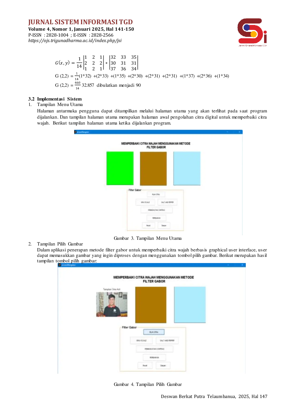 JURIS Penerapan Metode Filter Gabor Untuk Memperbaiki Citra Wajah Berbasis Graphical User Interface GUI